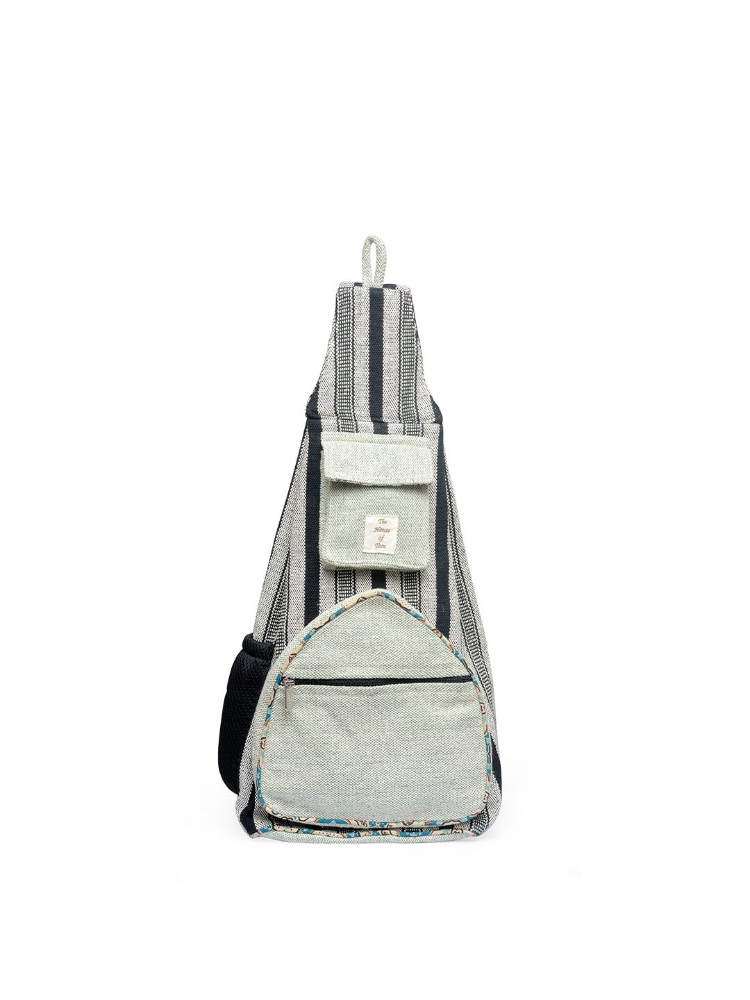 The House of Tara Unisex Grey & White Handloom Backpack Price in India