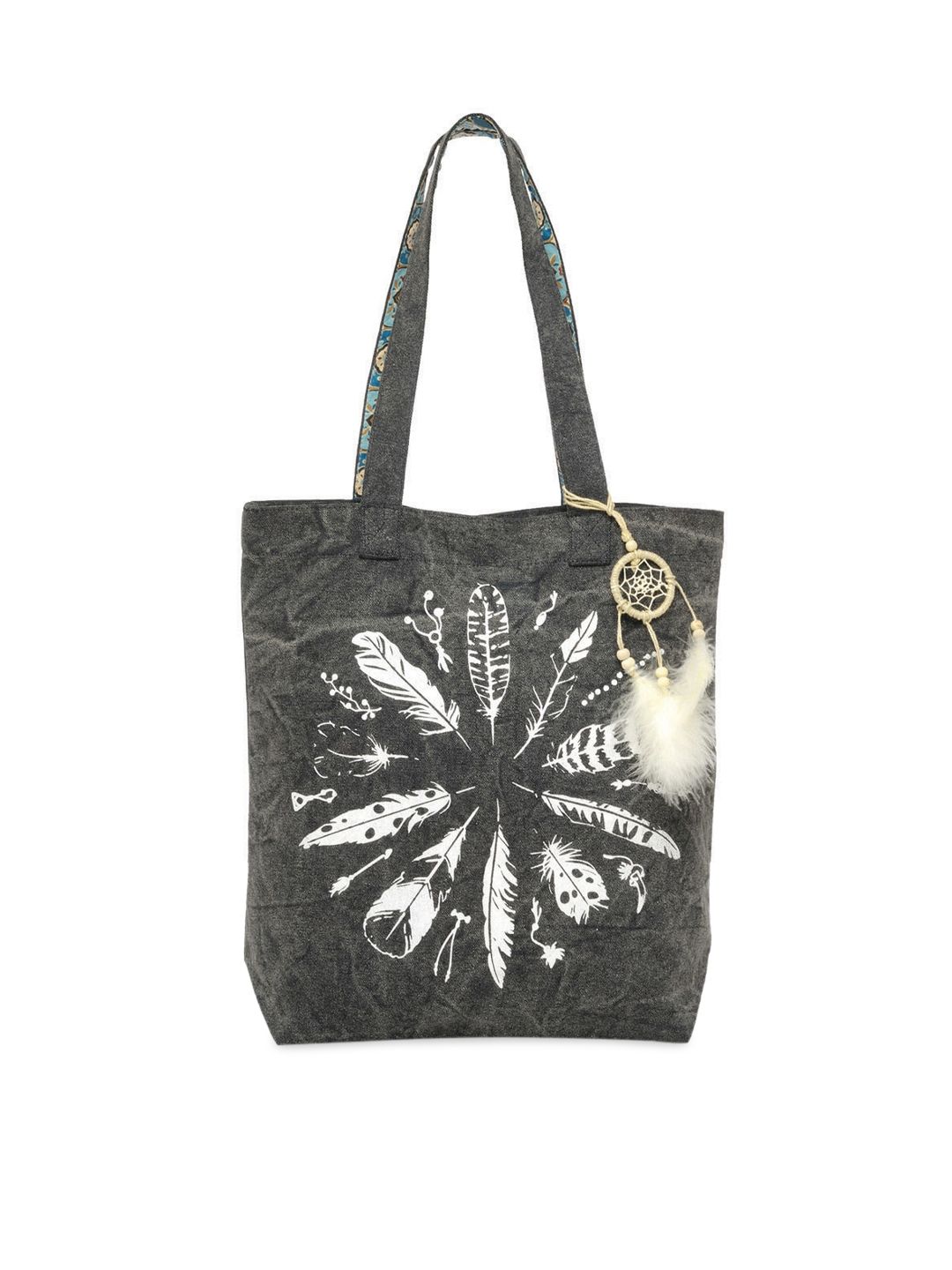 The House of Tara Charcoal & White Printed Tote Bag Price in India