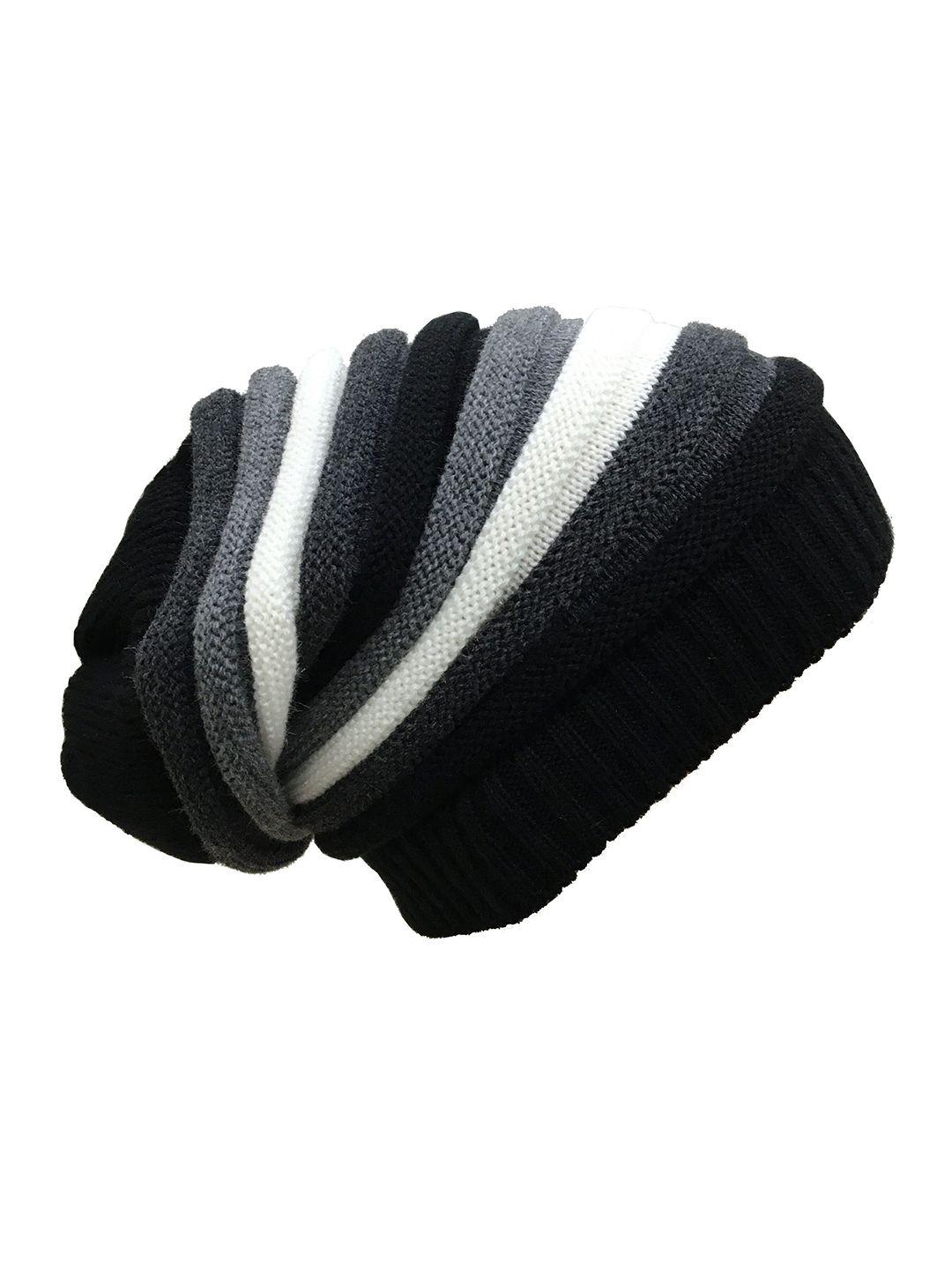 Gajraj Unisex Grey & White Colourblocked Beanie Price in India