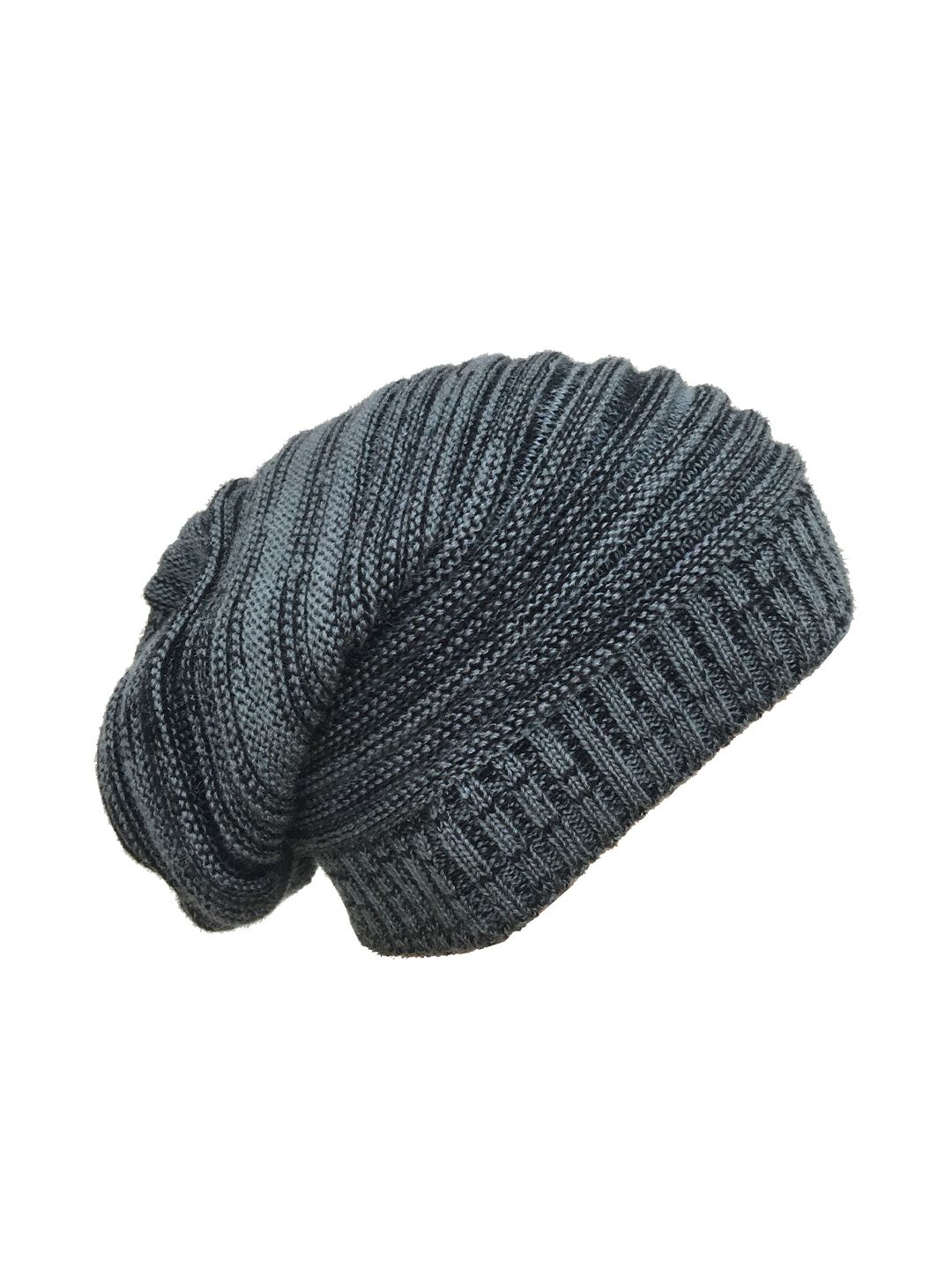 Gajraj Unisex Grey & Black Self Design Beanie Cap Price in India