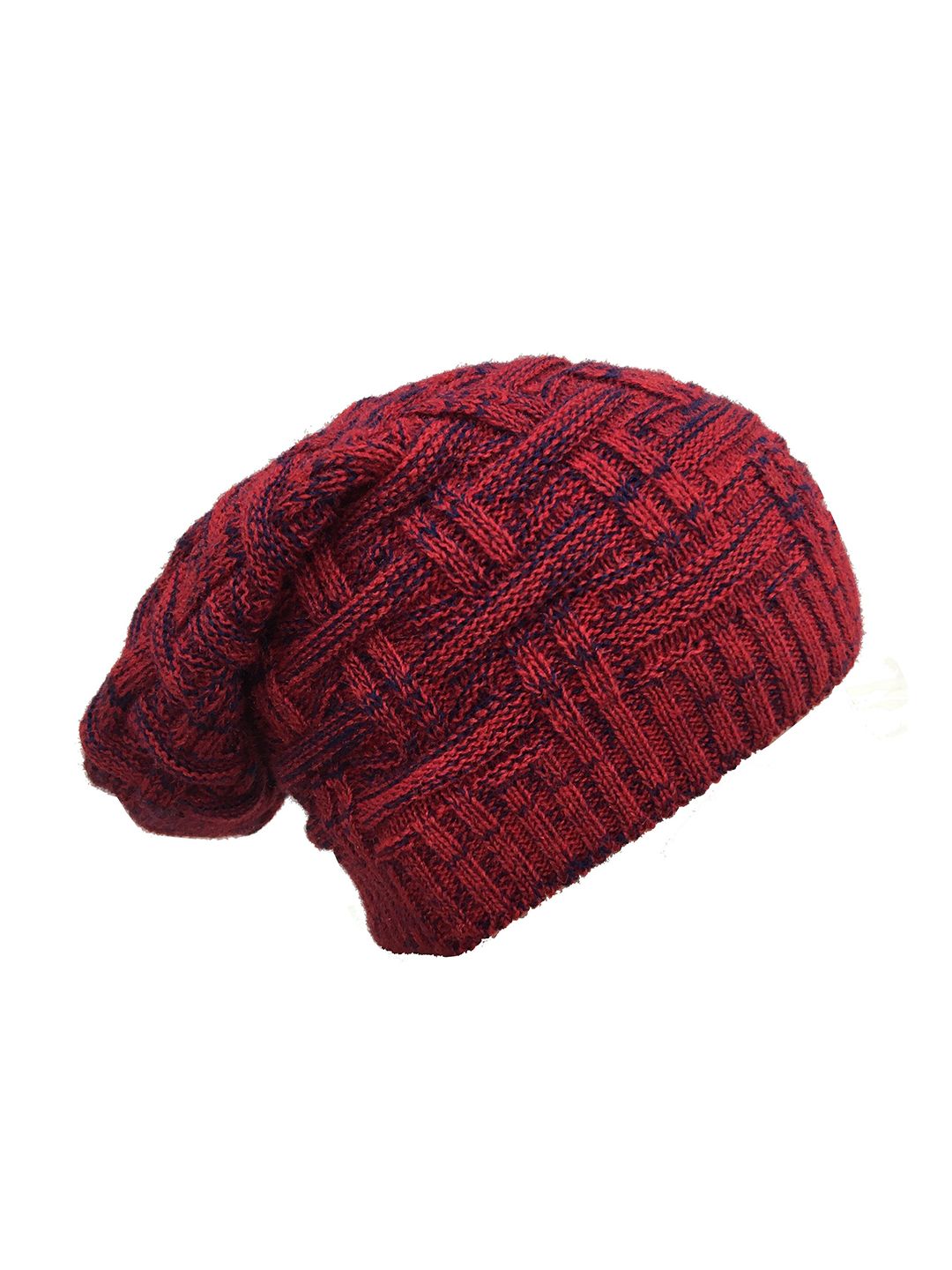 Gajraj Red Self Design Acrylic Beanie Cap Price in India