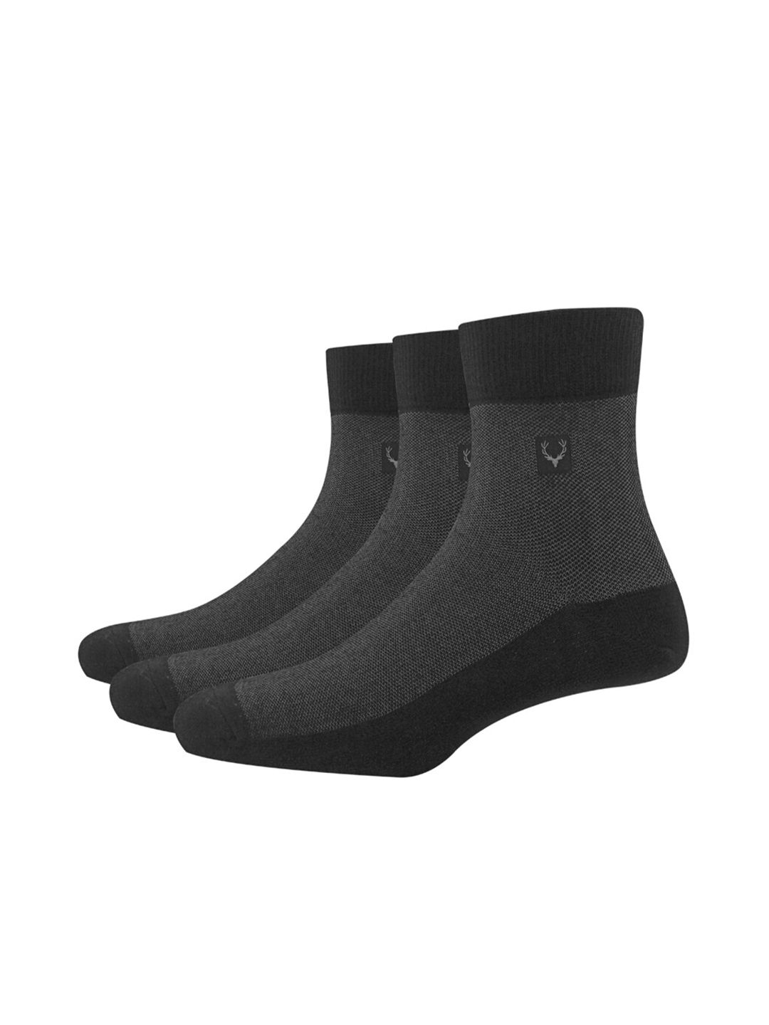 Allen Solly Men Pack Of 3 Black Solid Above Ankle-Length Socks