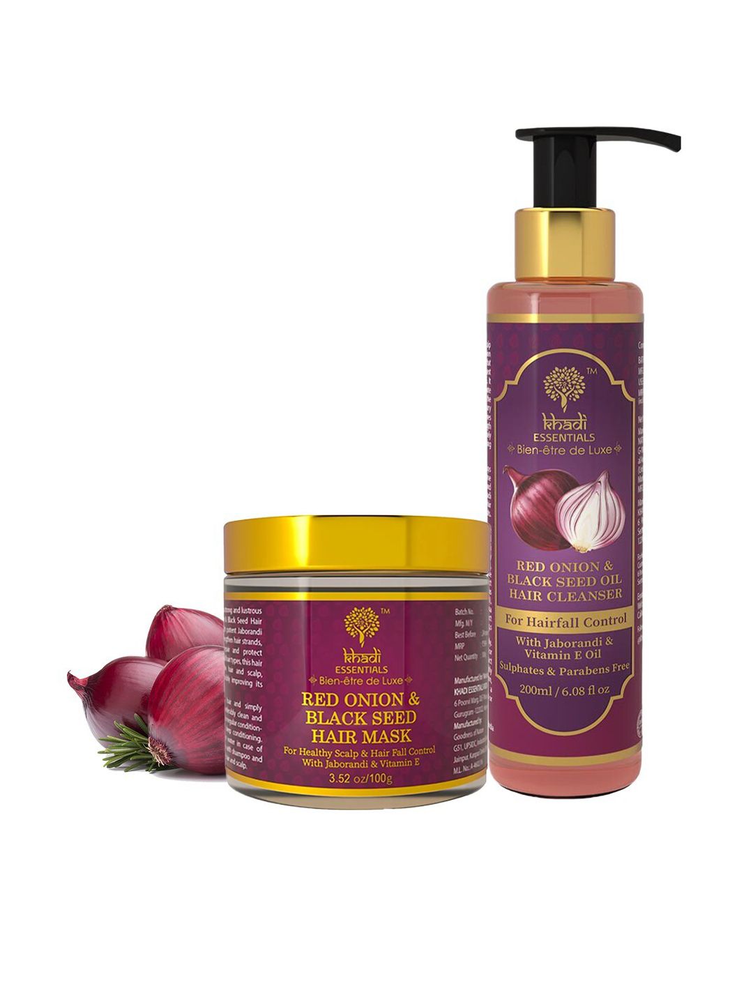 KHADI ESSENTIALS Purple Onion & Black Seed Oil Hair Mask & Onion Shampoo Price in India