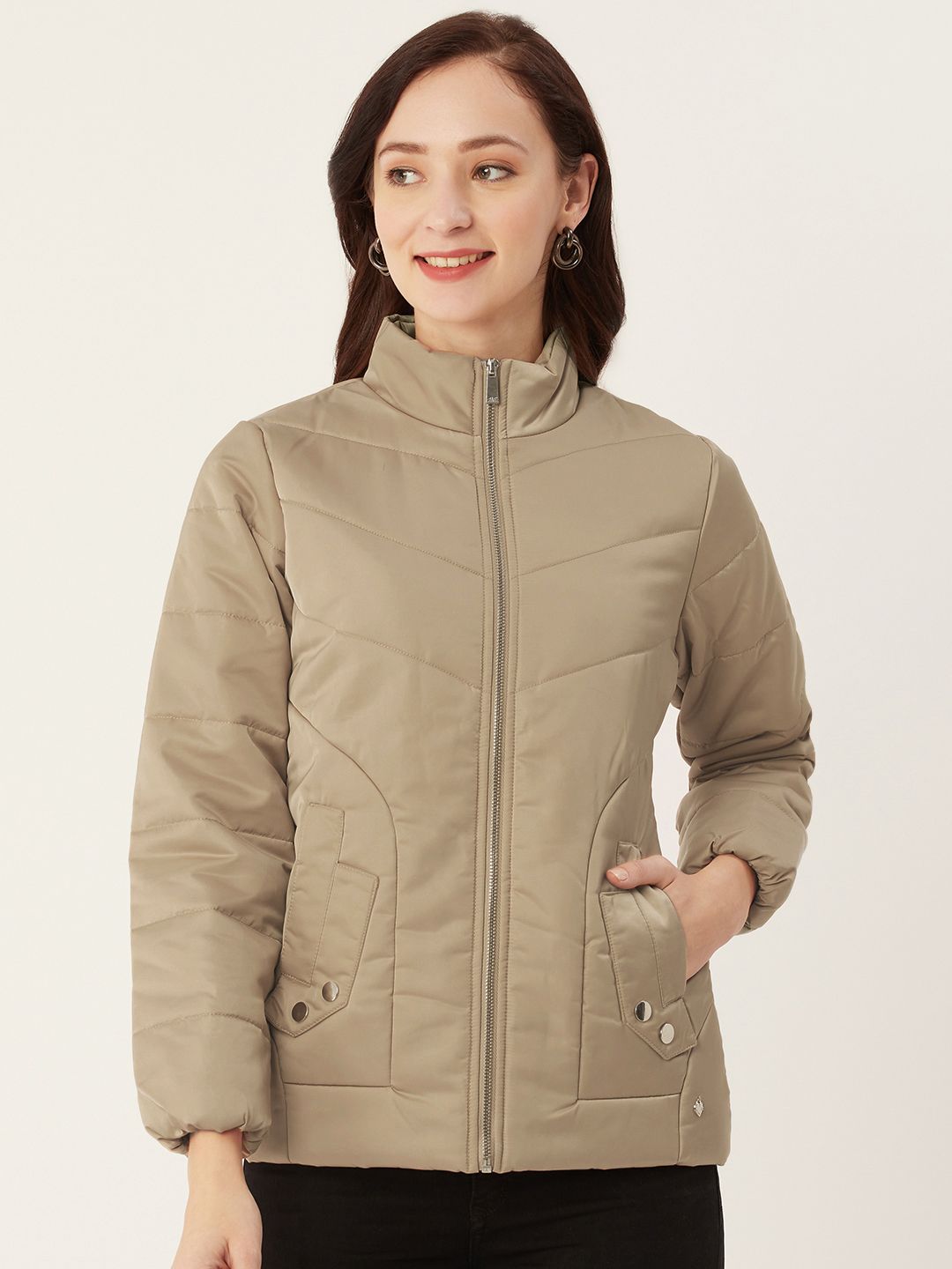 Monte Carlo Women Beige Solid Padded Jacket Price in India