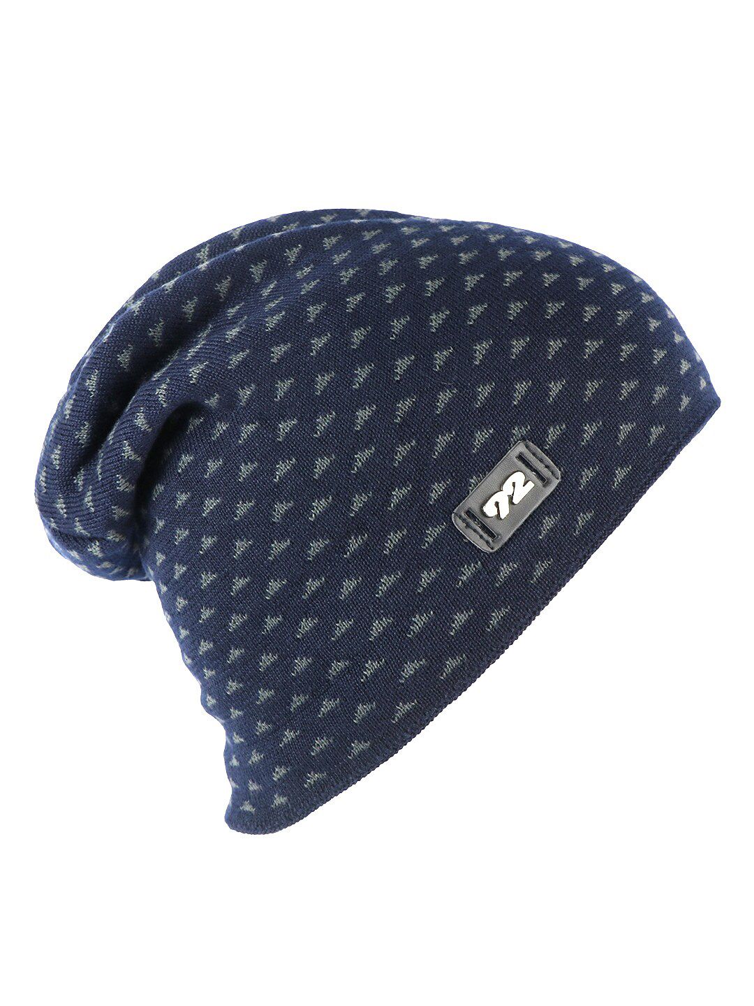 iSWEVEN Unisex Blue & Grey Printed Beanie Price in India