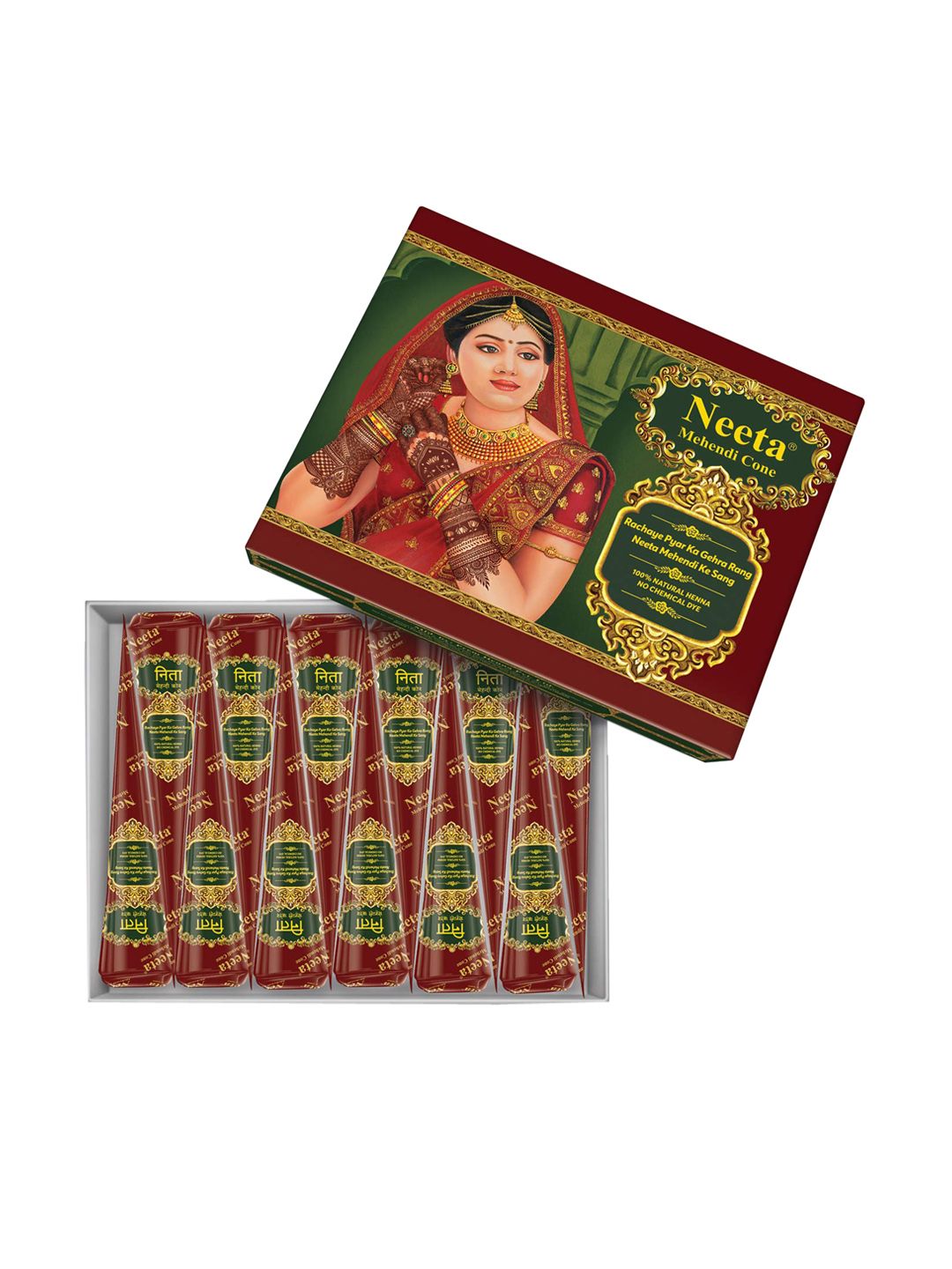 Neeta Set Of 12 Mehendi Cone 15g Each