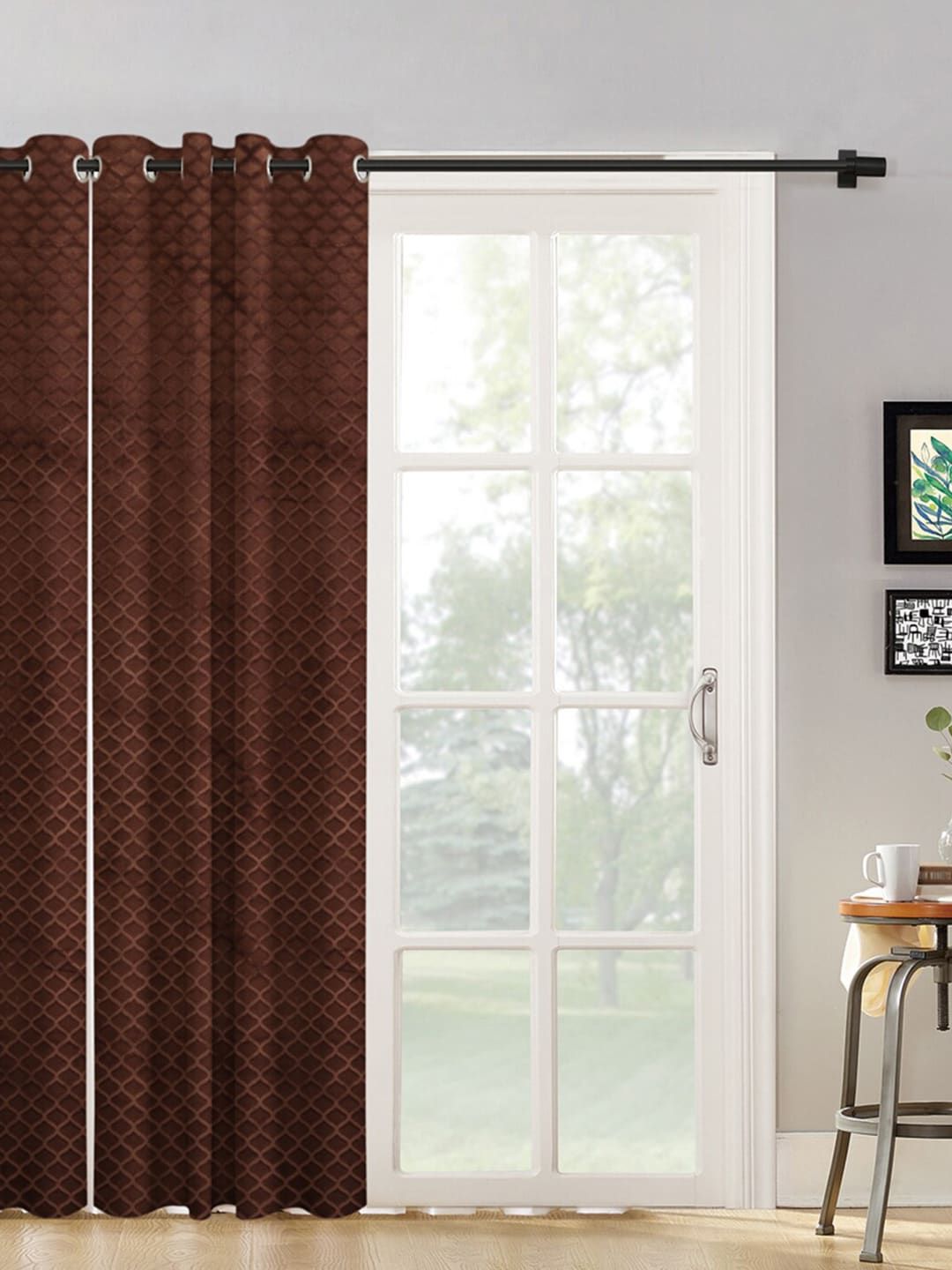 HOSTA HOMES Brown Long Door Curtain Price in India