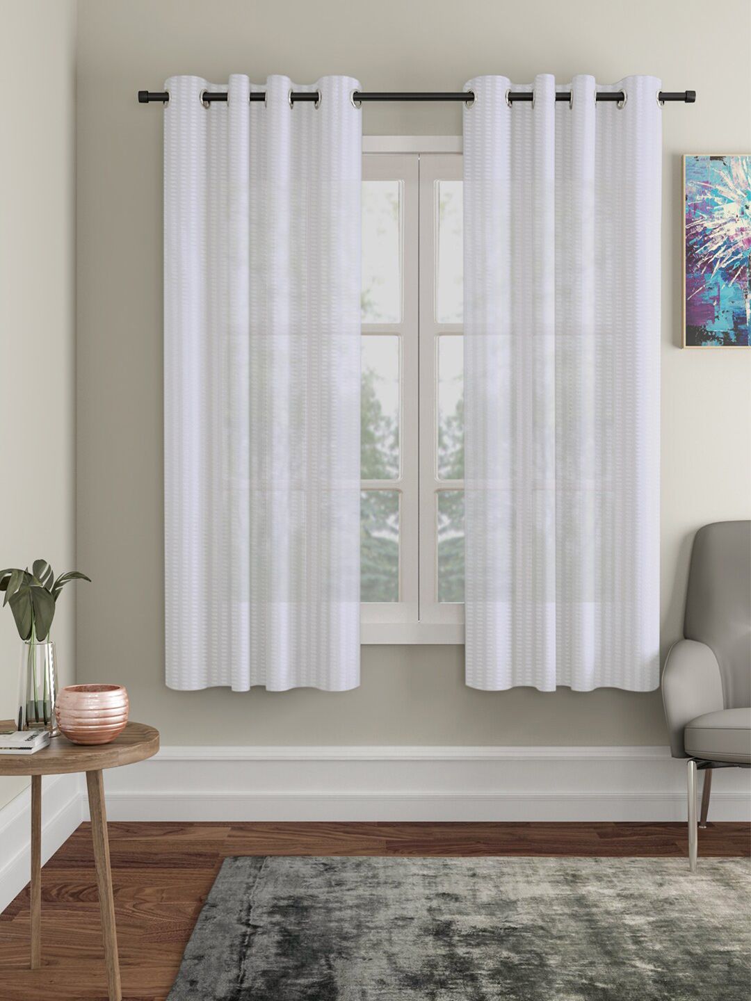 HOSTA HOMES White Set of 2 Window Curtain Price in India