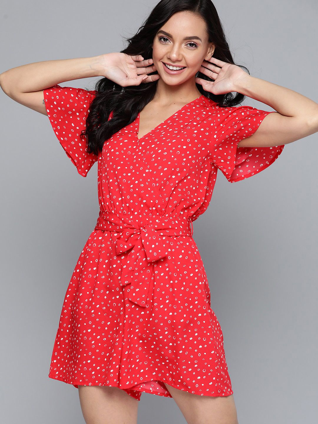 Mast & Harbour Women Red Printed Jumpsuit Price in India