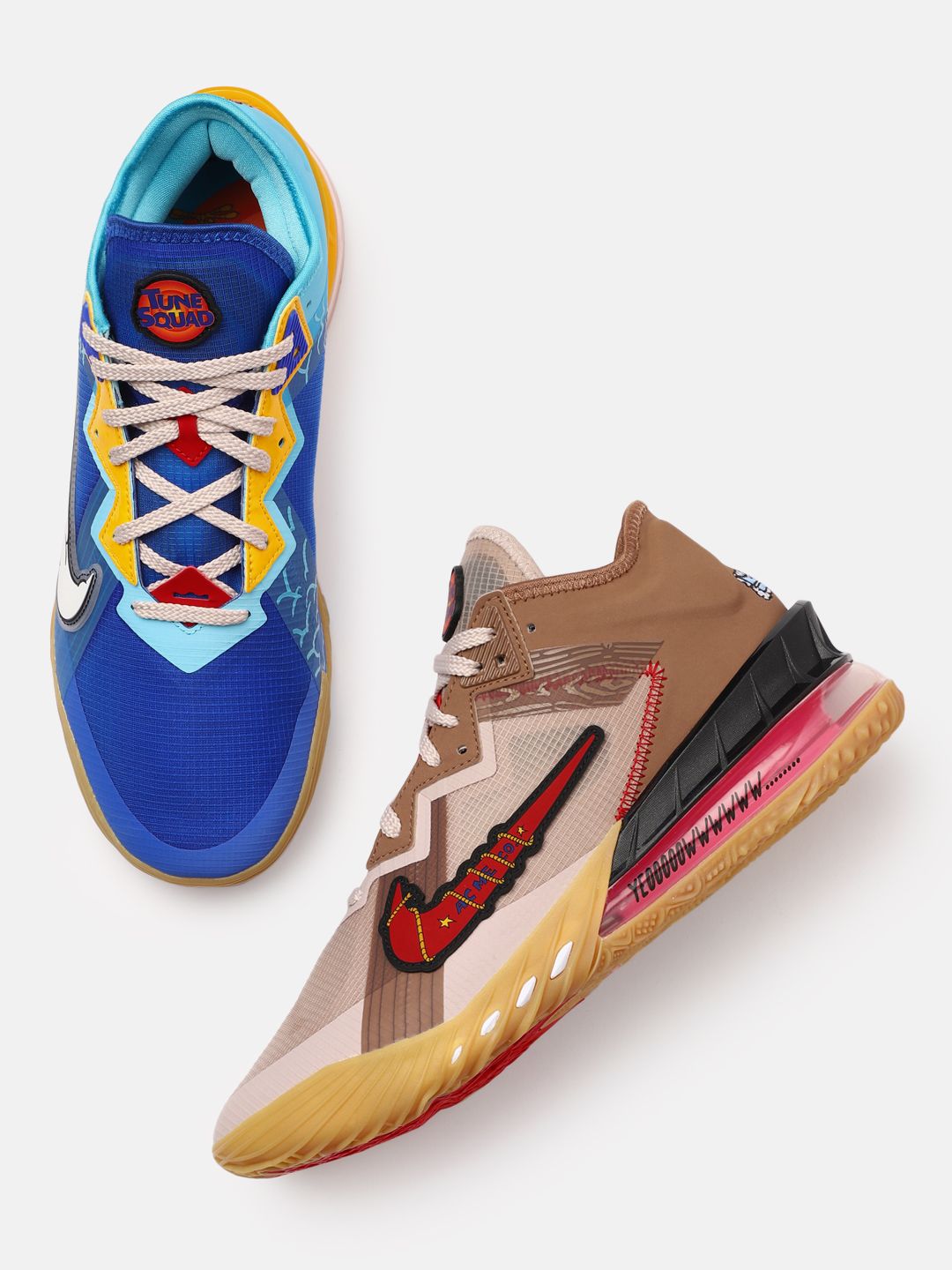Buy Nike Unisex Blue & Off-White LeBron XVIII Low Basketball Shoes