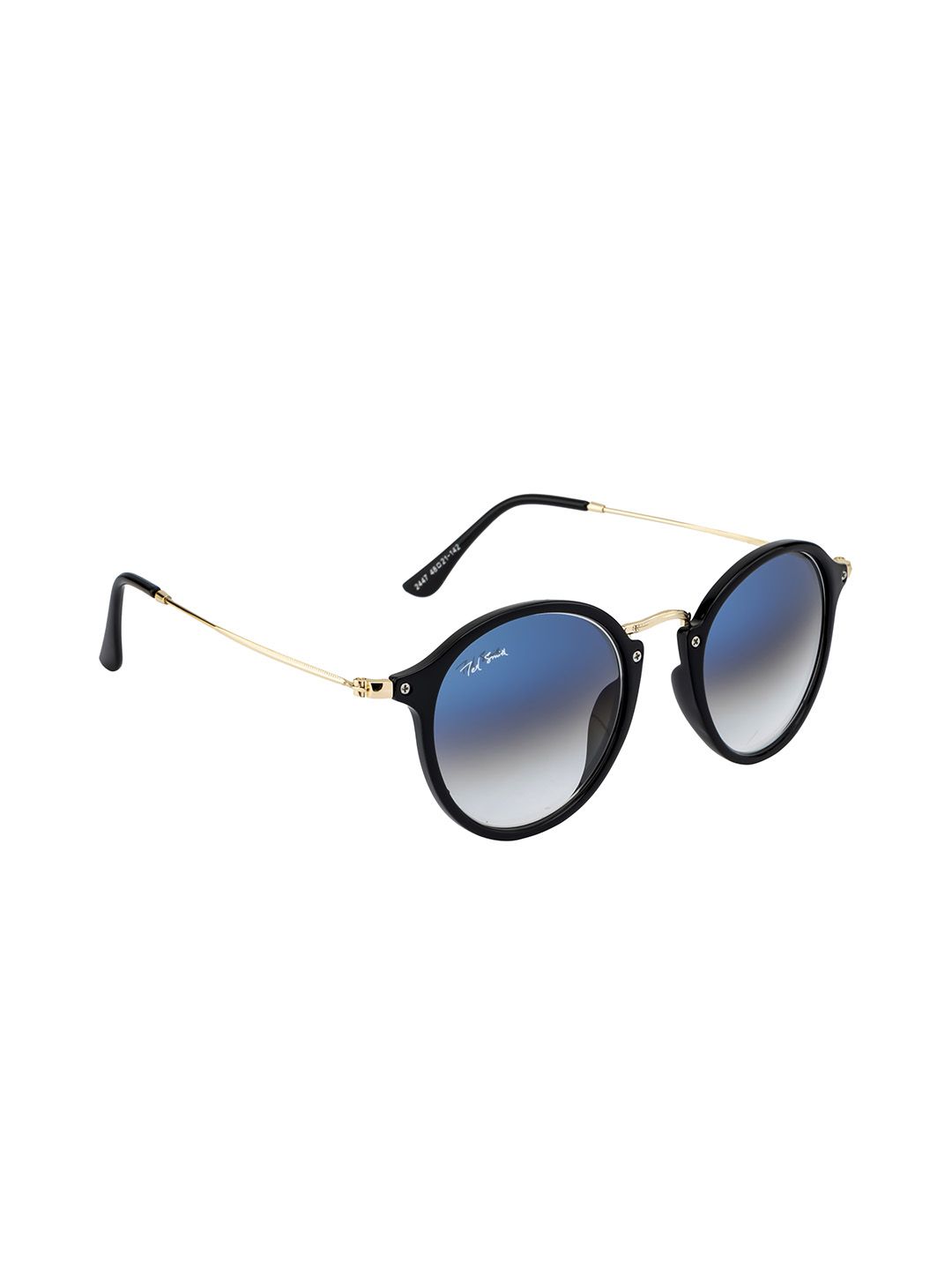 Ted Smith Unisex Blue Lens & Black Oval Sunglasses with UV Protected Lens MOON-X_C4 Price in India