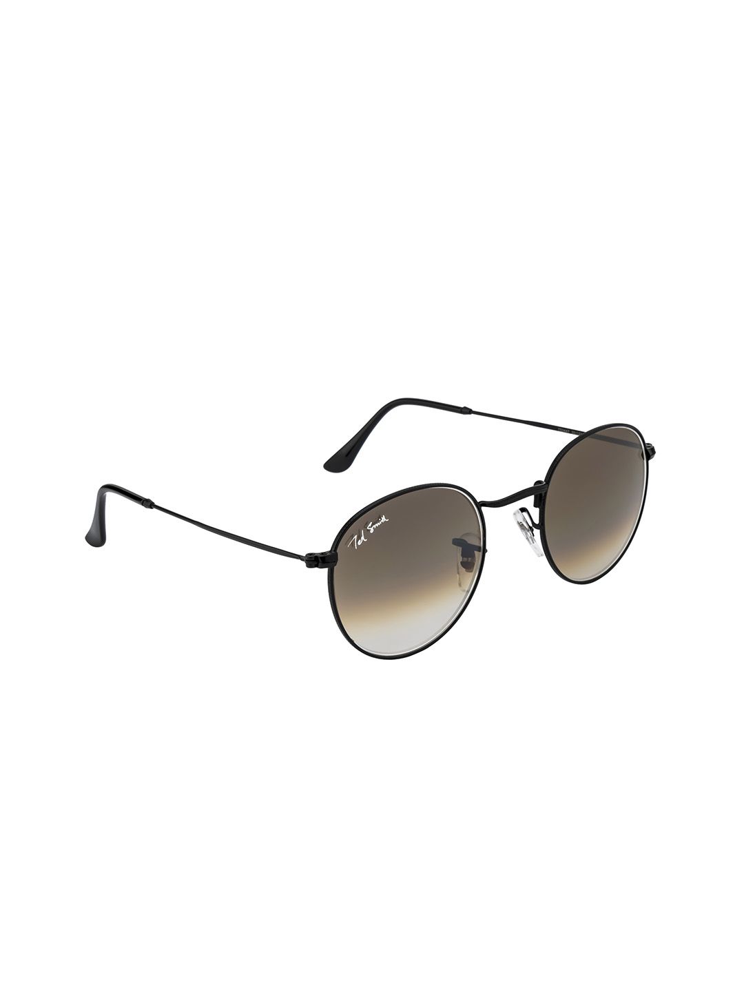 Ted Smith Unisex Brown Lens & Black Oval Sunglasses with UV Protected Lens MOON_C6 Price in India