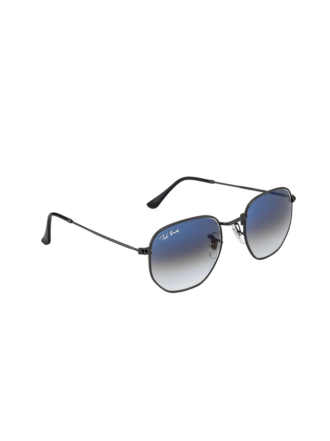 Ted Smith Unisex Blue Lens & Gunmetal-Toned Asymmetric UV Protected Sunglasses HEXON_C8 Price in India