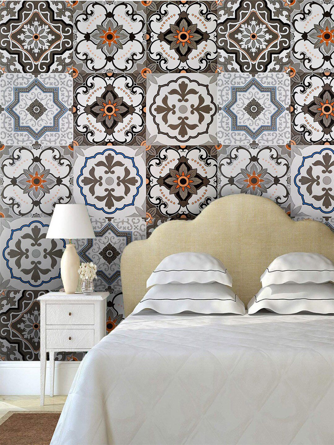 Jaamso Royals Multicoloured Mexican Tile Self-Adhesive Waterproof Wallpaper Price in India