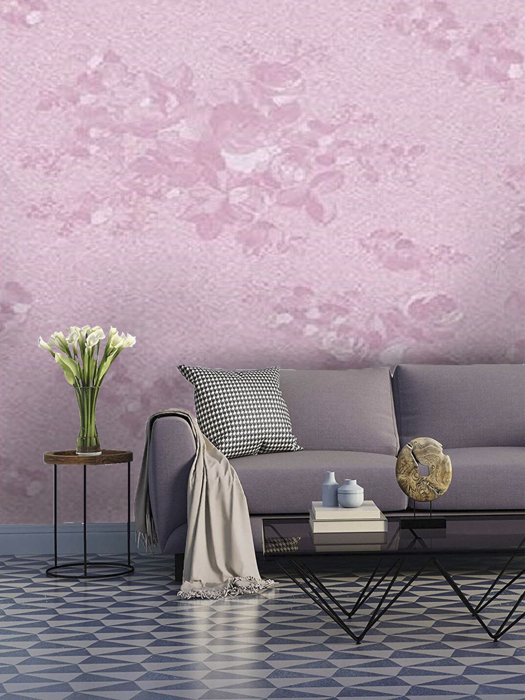 Jaamso Royals Pink Self-adhesive & Waterproof Floral Wallpaper Price in India