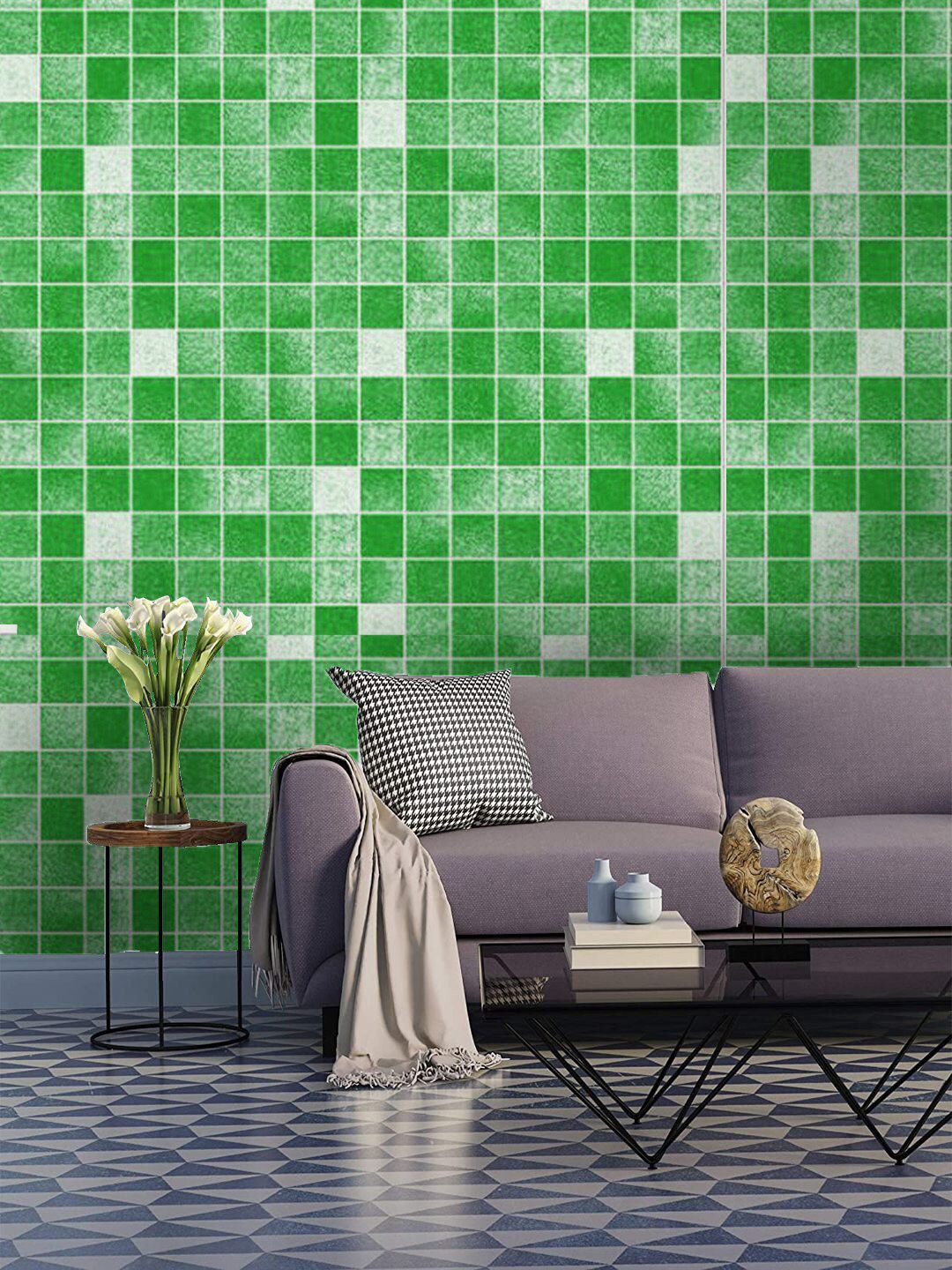 Jaamso Royals Green Self-Adhesive & Waterproof Tiles Wallpaper Price in India