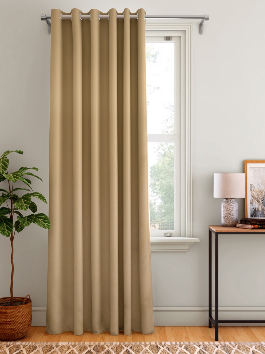 Aura Beige Solid Black Out Long Door Curtain Price in India