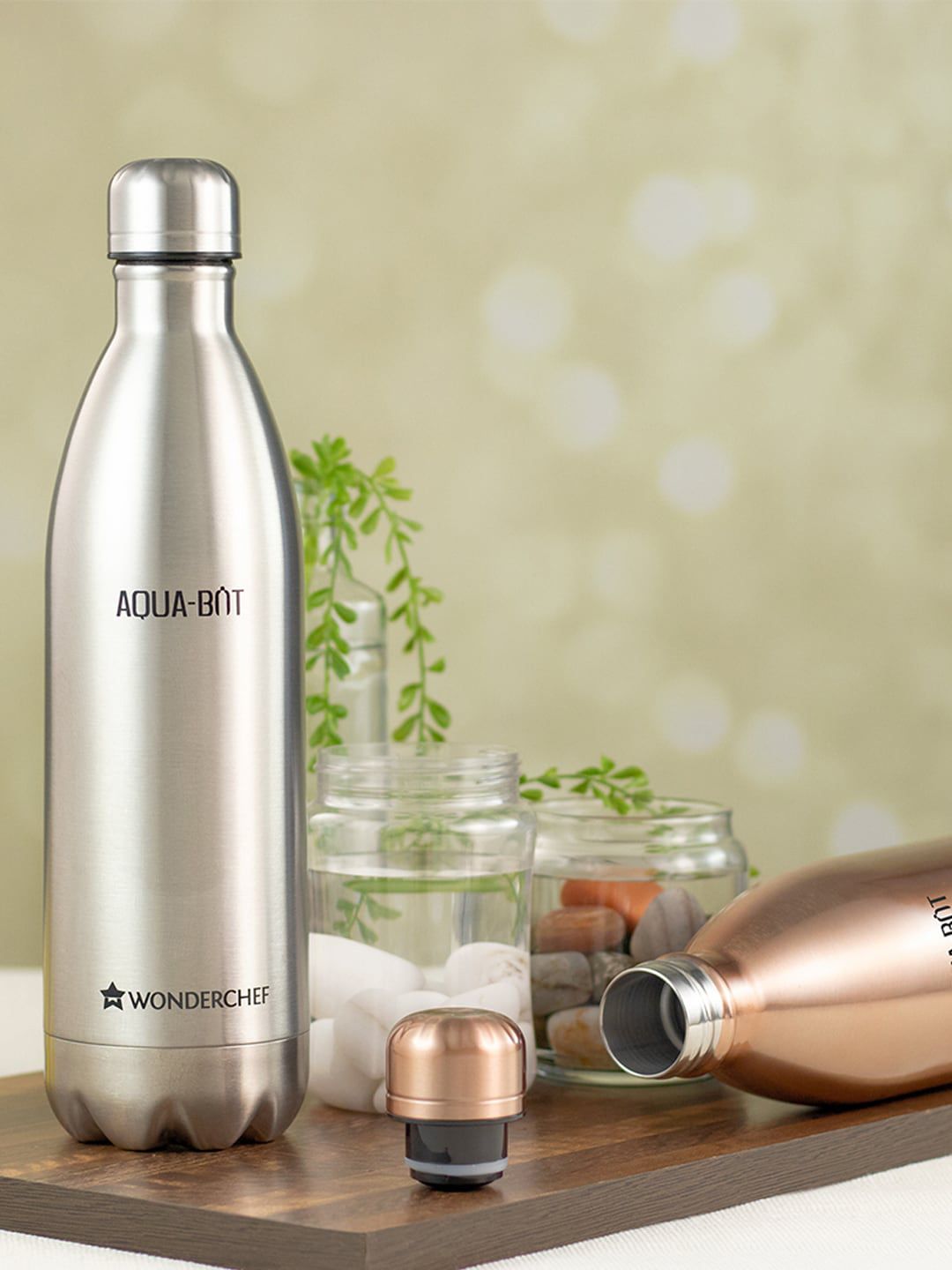 Wonderchef Silver-Toned Printed Stainless Steel Water Bottle 750 ml Price in India