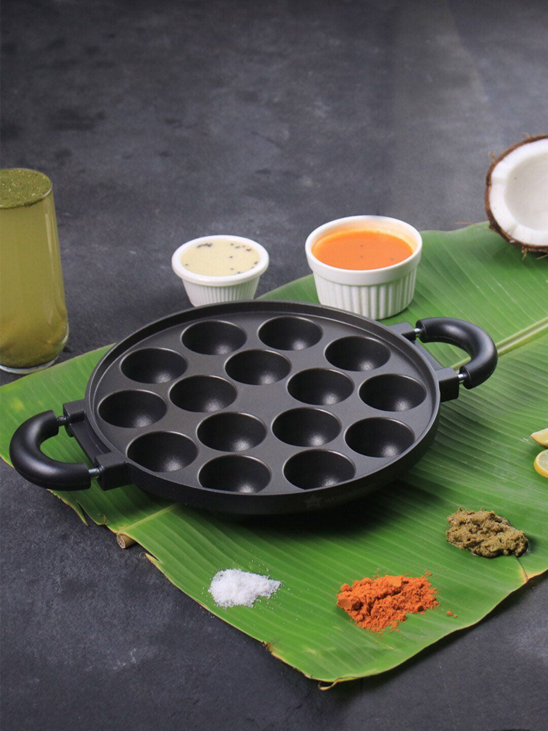 Wonderchef Black Solid Paniyarakkal Die-Cast Cookware Price in India
