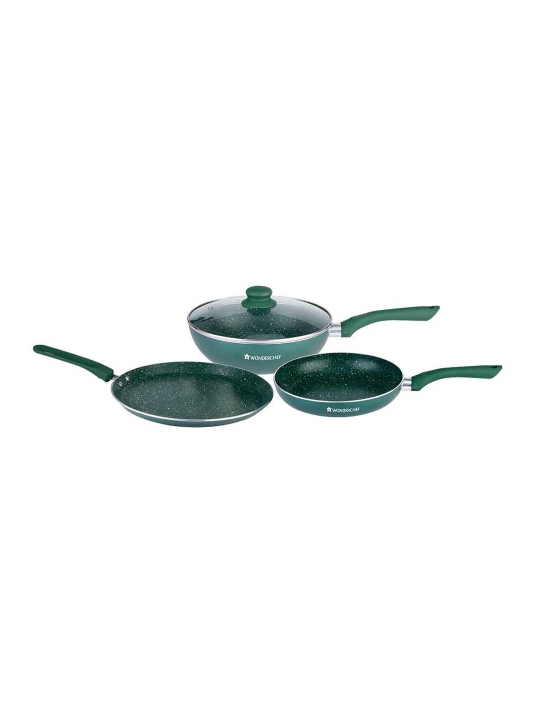 Wonderchef Set Of 3 Olive Green & Black Printed 5-Layer Non-Stick Cookware Price in India