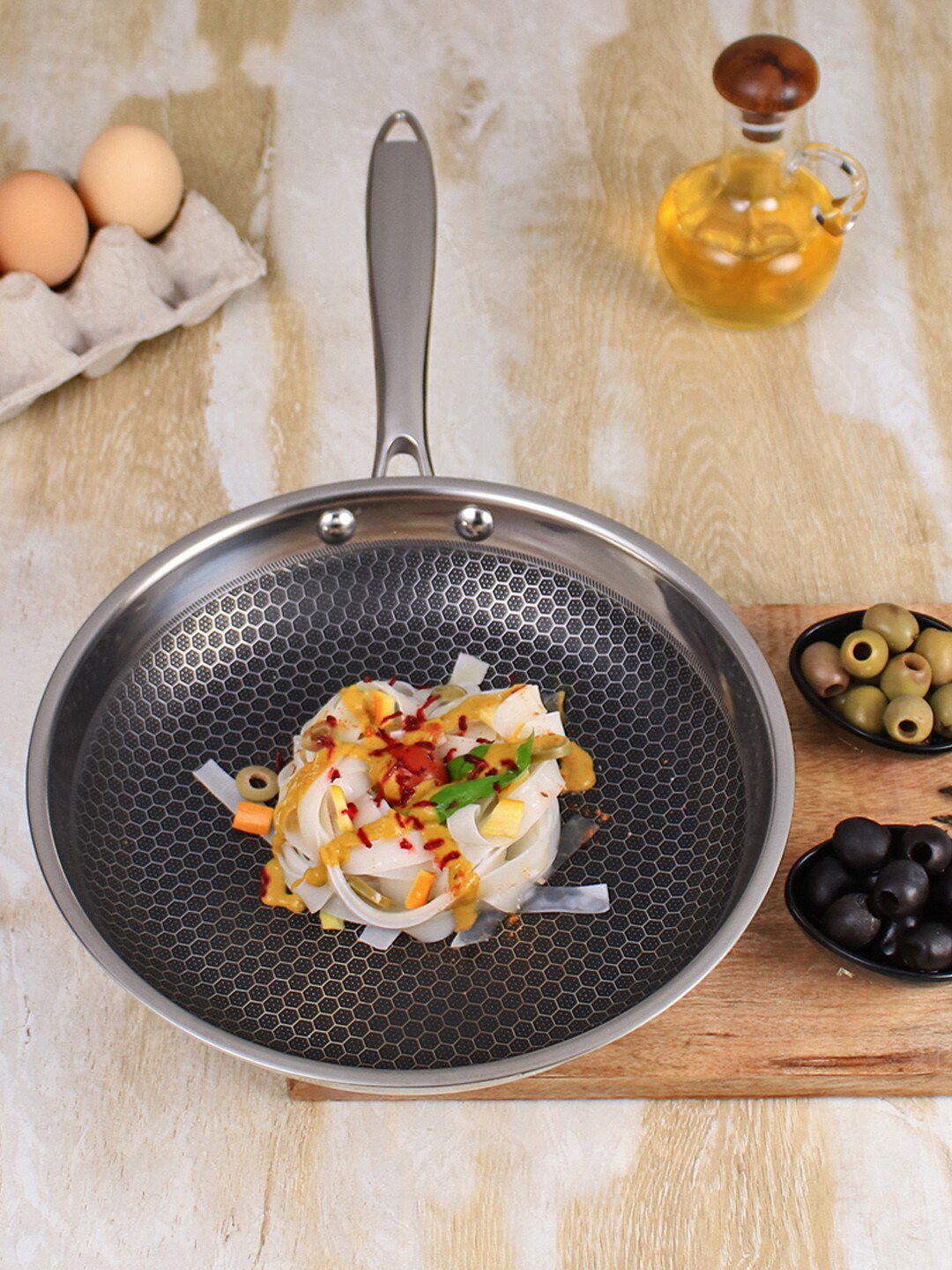 Wonderchef Silver-Toned Stainless Steel Stanton Non-stick Fry Pan Price in India