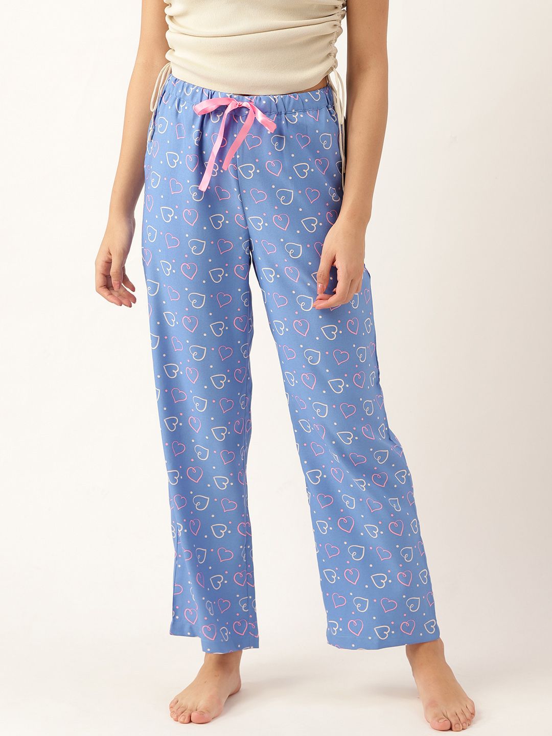 DressBerry Women Blue Conversational Print Lounge Pants Price in India