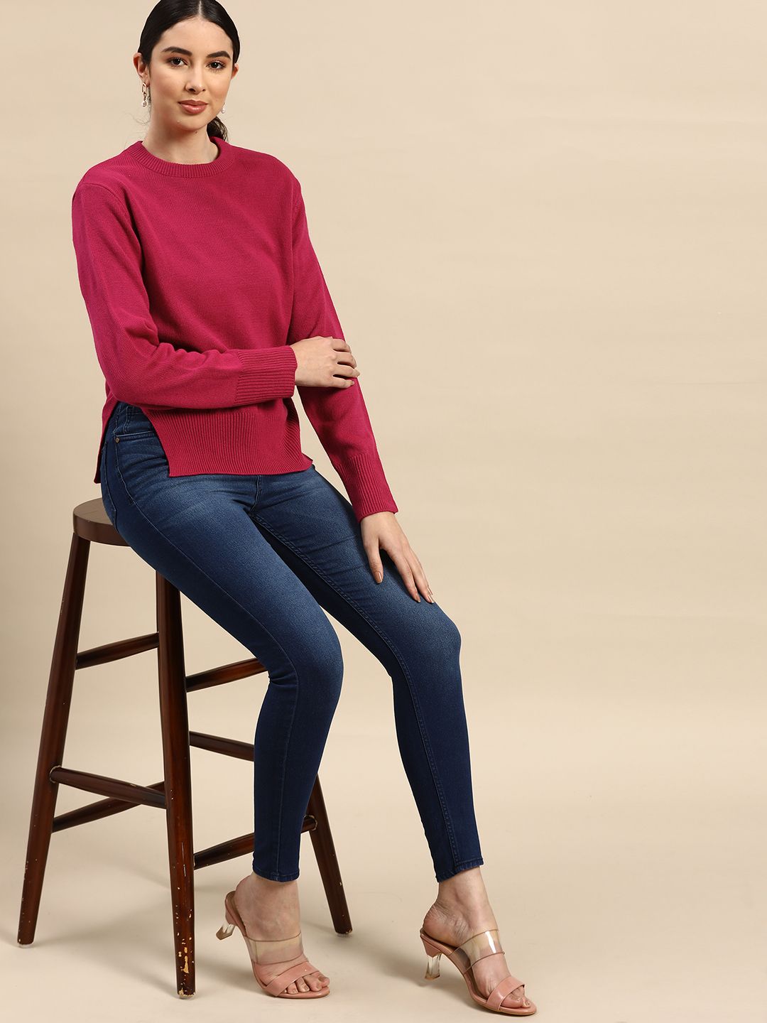 Anouk Women Pink Solid Pullover Price in India