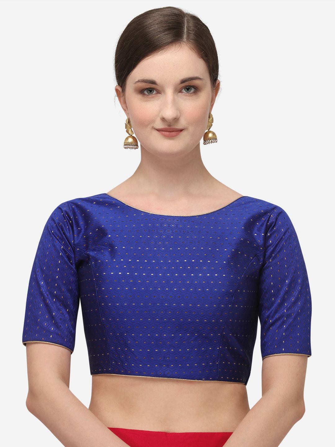 Amrutam Fab Women Blue Embellished Jacquard Saree Blouse Price in India