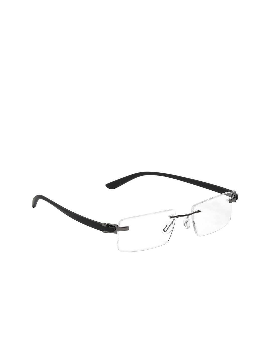 CRIBA Unisex Transparent & Black Rimless Rectangle Frames CR_RIMLESS RUBBER_CLR Price in India