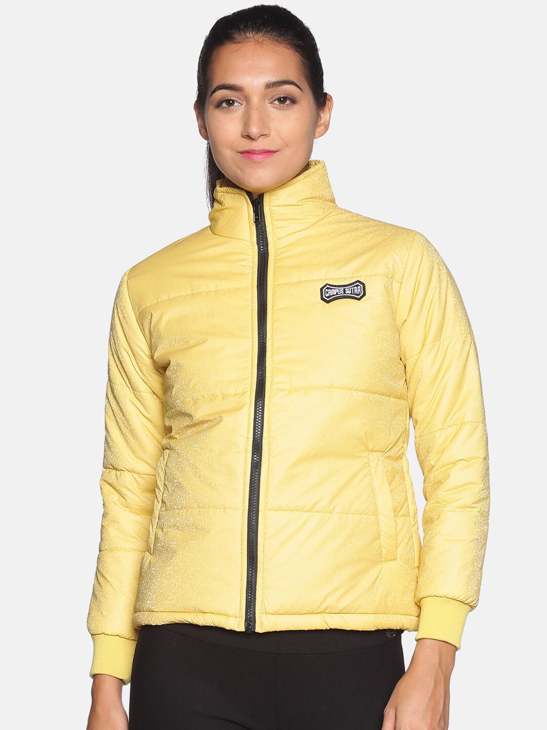 Campus Sutra Women Yellow Windcheater Outdoor Puffer Jacket Price in India
