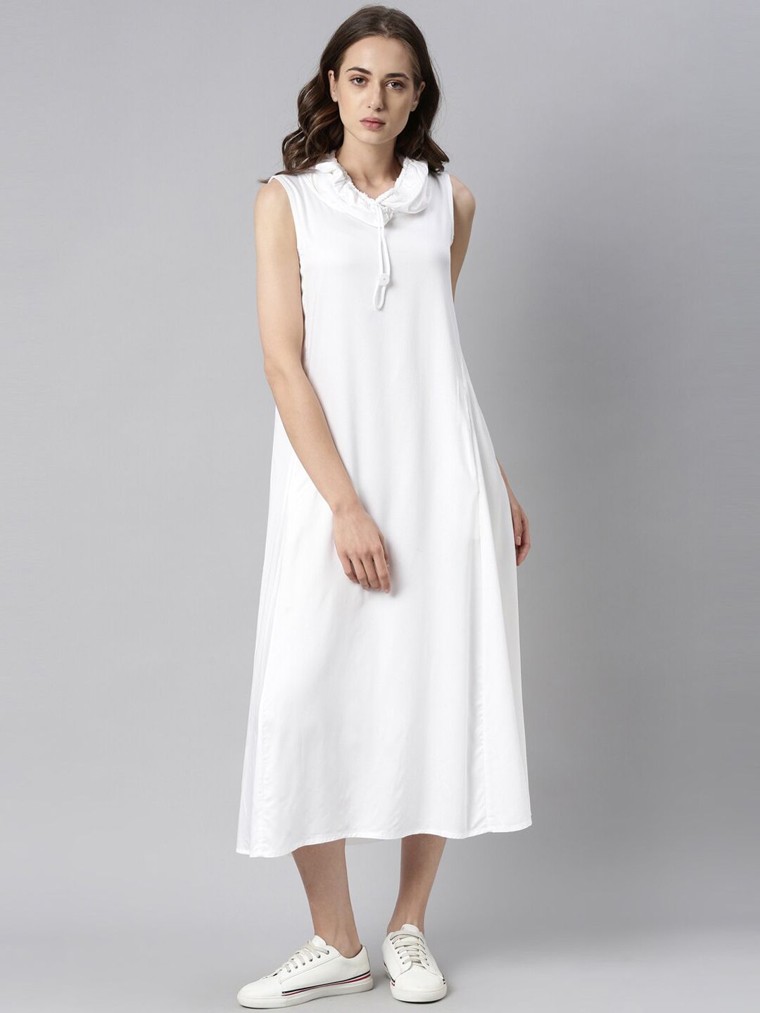 RAREISM White A-Line Midi Dress