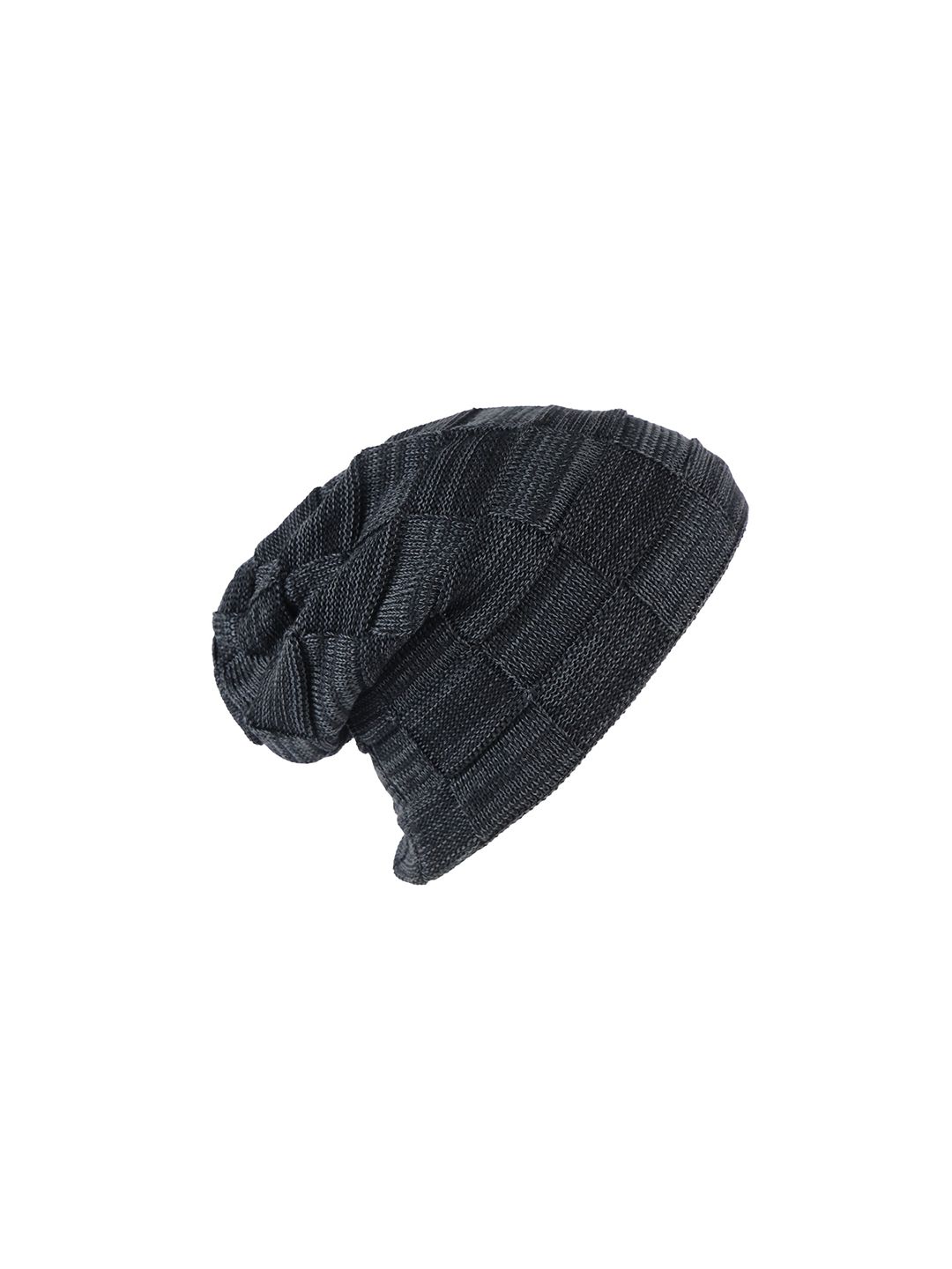 iSWEVEN Unisex Black & Grey Beanie Price in India