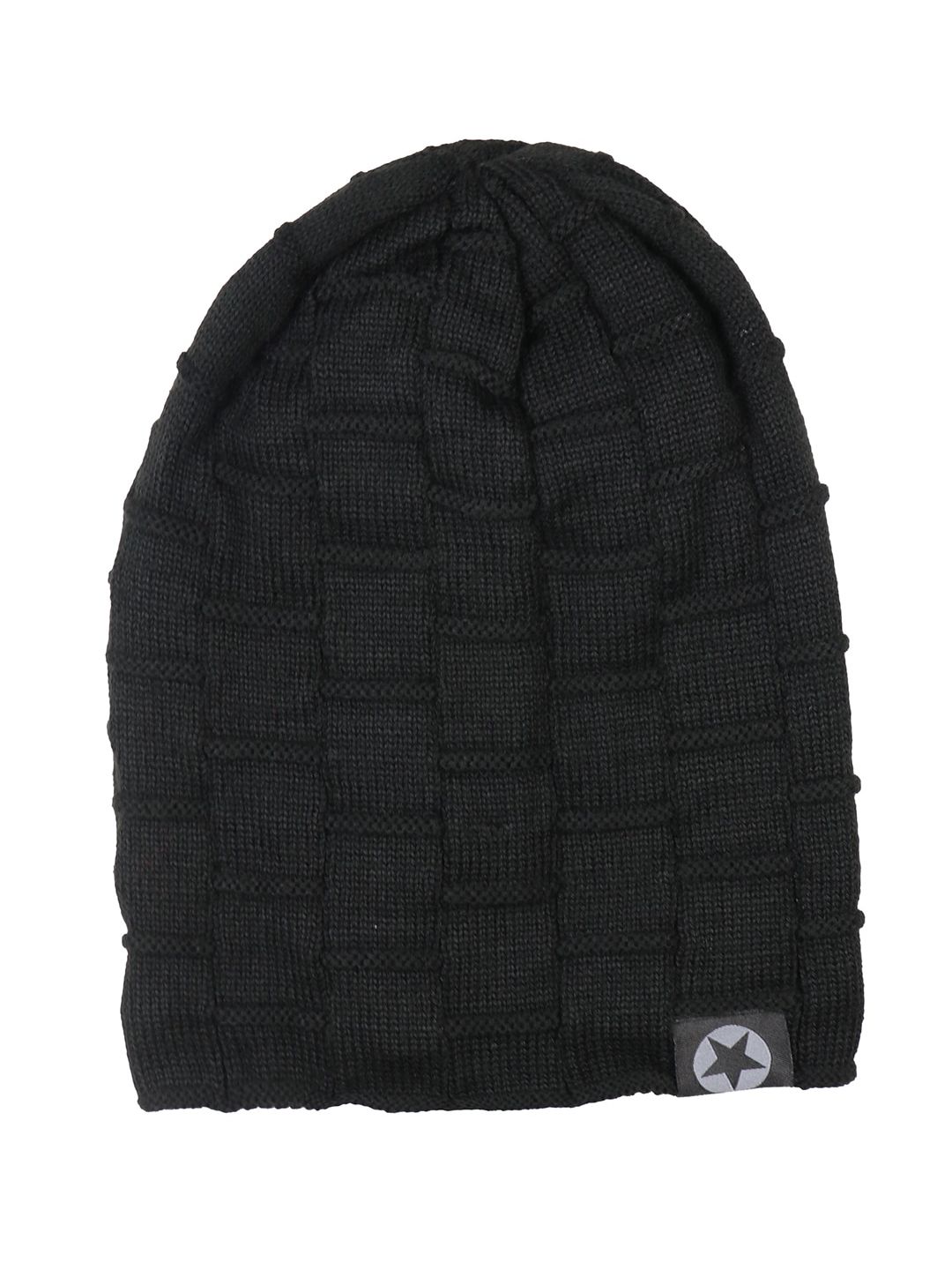 iSWEVEN Unisex Black Wool Beanie Price in India