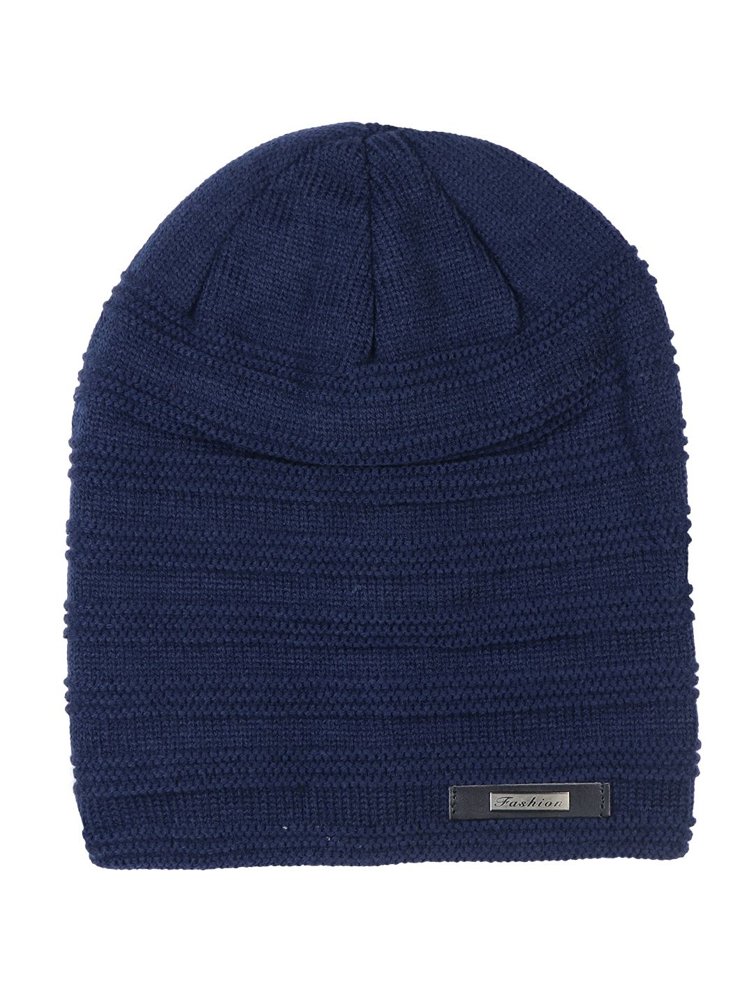 iSWEVEN Unisex Navy Blue Woolen Beanie Cap Price in India