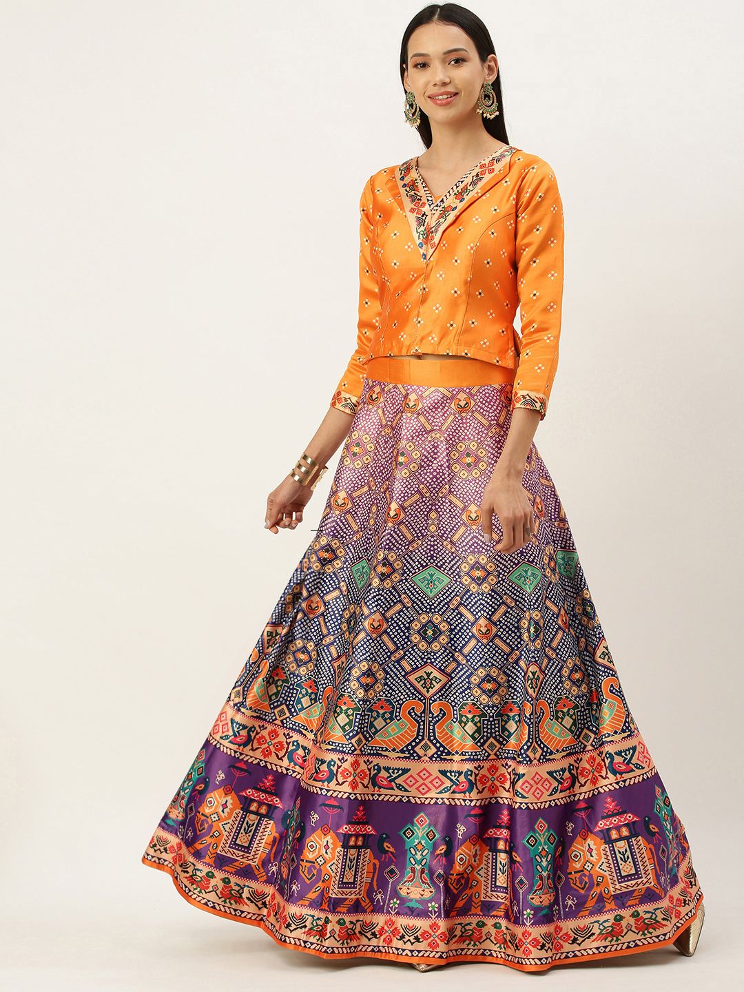 Mameraa Multicoloured Semi-Stitched Lehenga & Unstitched Blouse