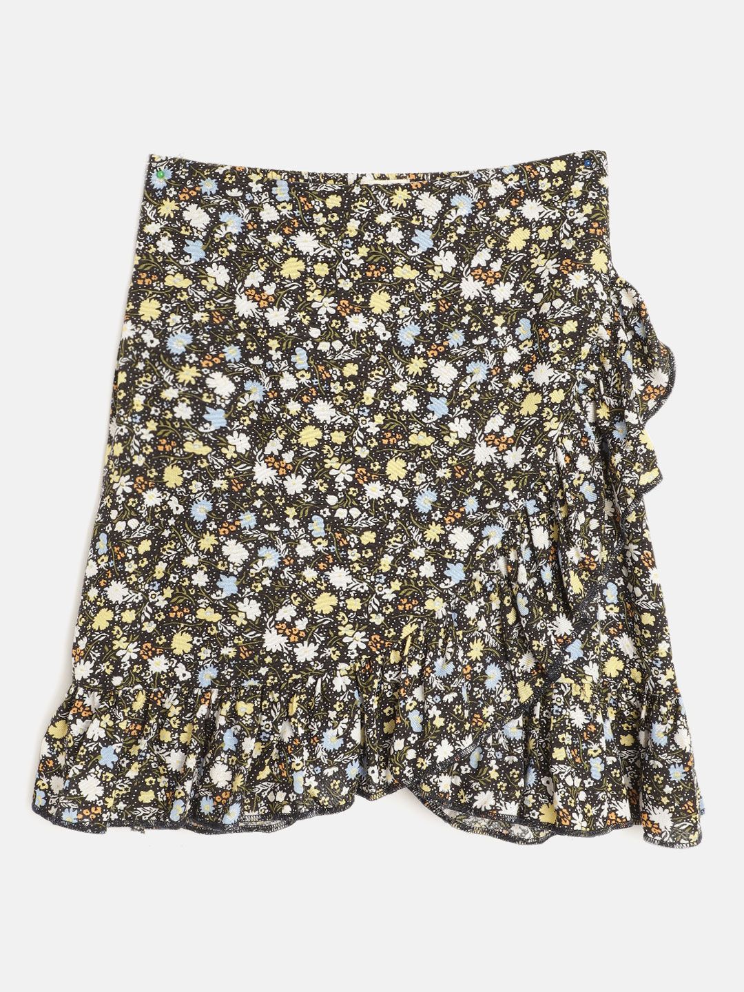 luyk Kids Girls Navy Blue & White Floral Print Tulip Skirt