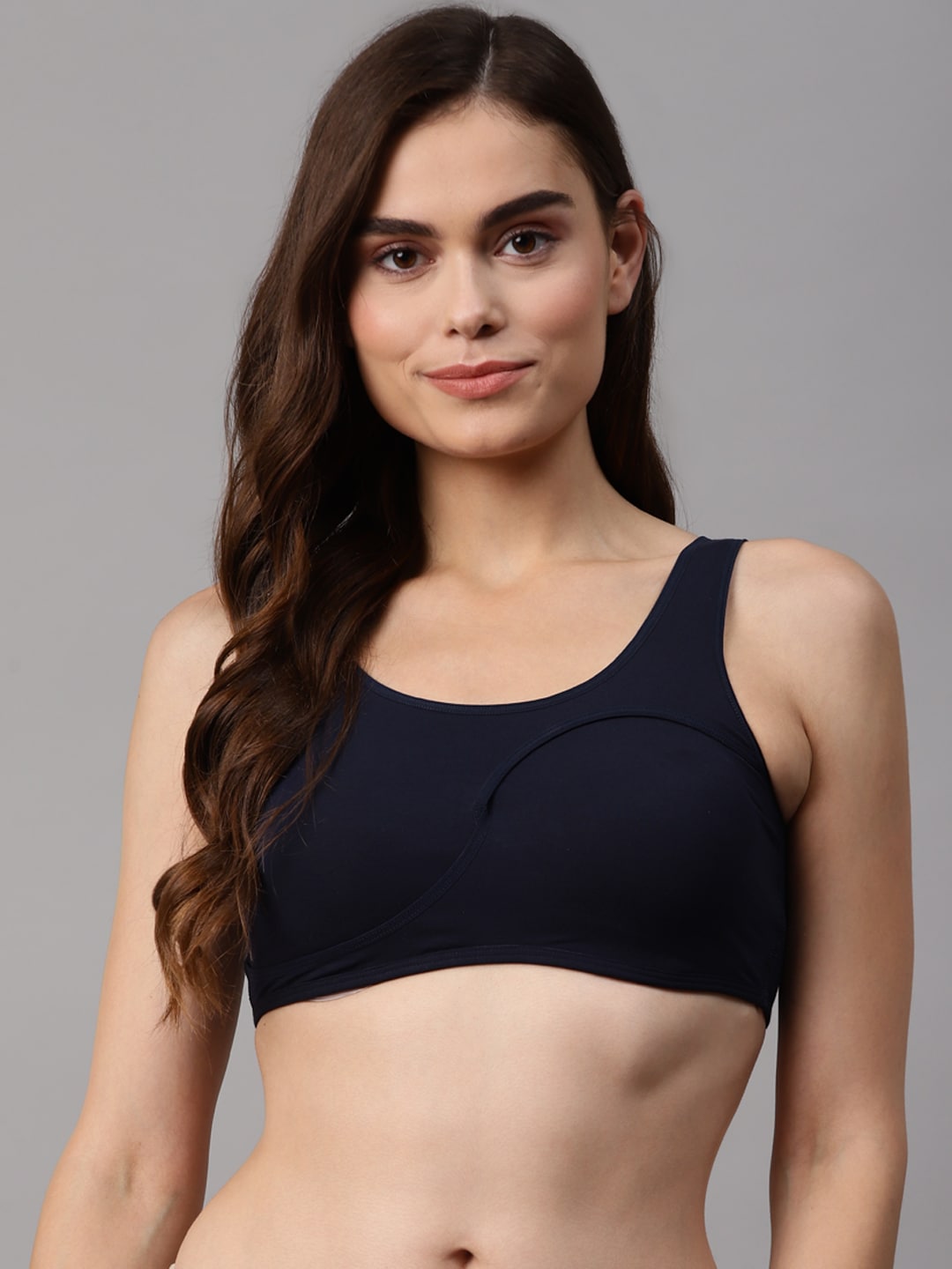 Marks & Spencer Women Navy Blue All day Comfort Workout Bra Price in India