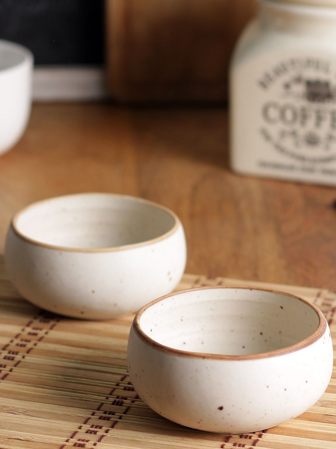 MIAH Decor Cream-Coloured 2 Pieces Handcrafted Stoneware Matte Bowls Price in India