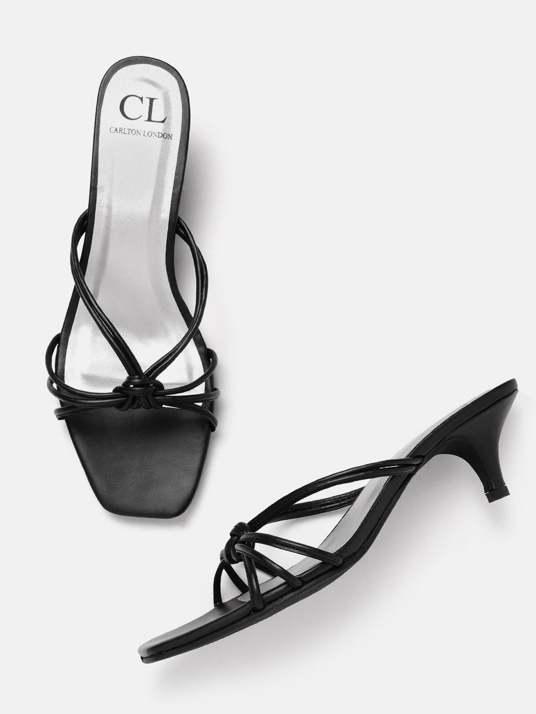 Carlton London Black Strappy Kitten Heels Price in India