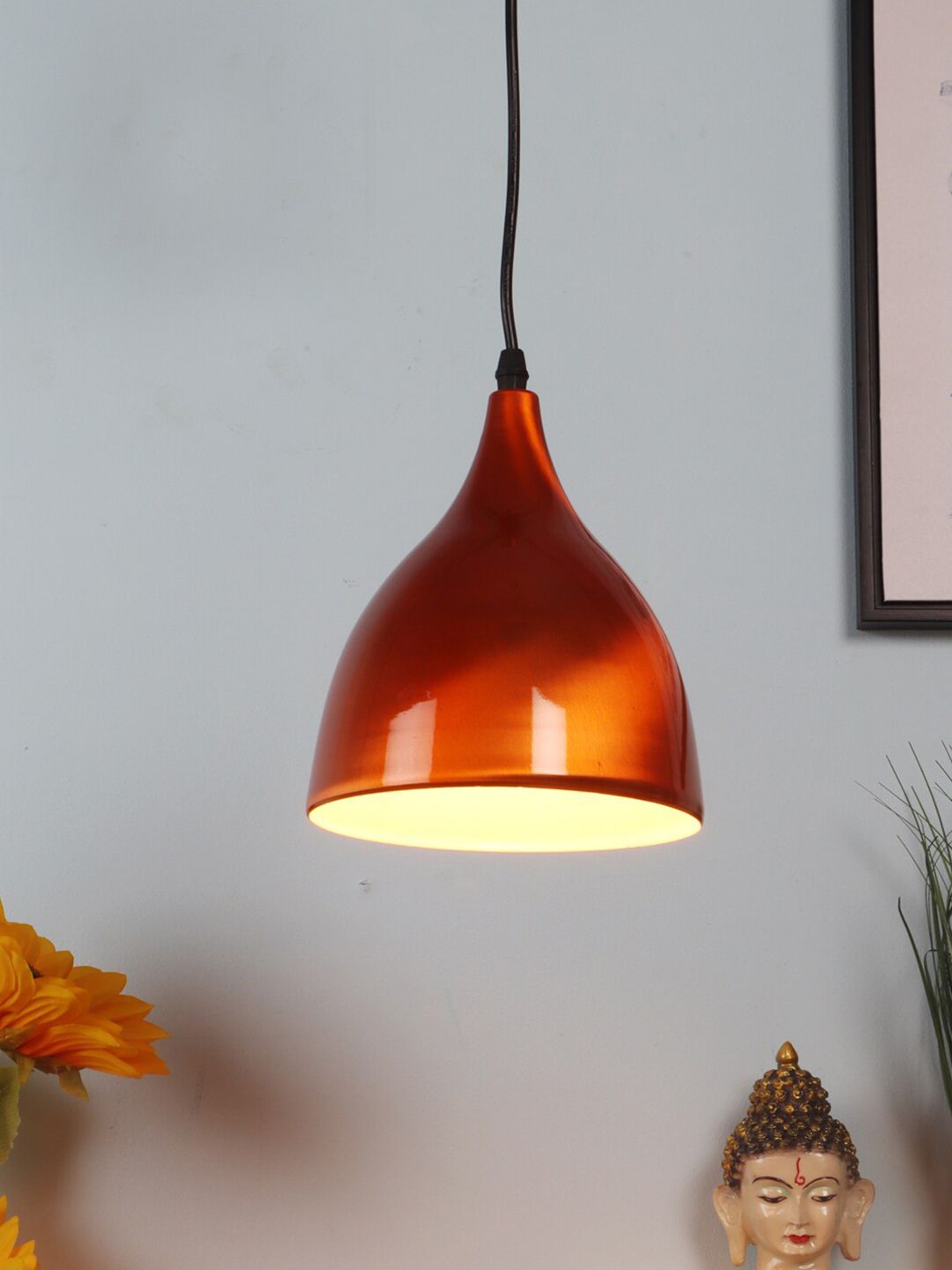 MFD HOME FURNISHING Copper-Toned Aluminium Quirky Pendant Lamp Price in India