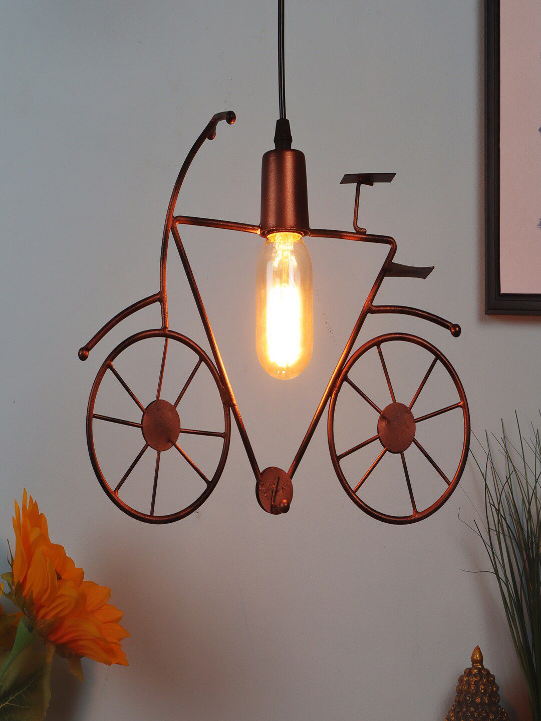 MFD HOME FURNISHING Copper-Toned & Gold-Toned Iron Quirky Hanging Light Price in India