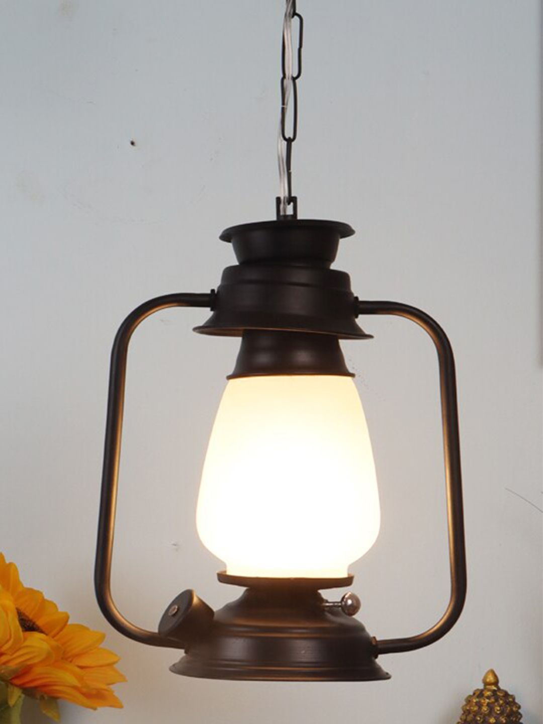 MFD HOME FURNISHING Black & White Iron Quirky Hanging Lantern Price in India