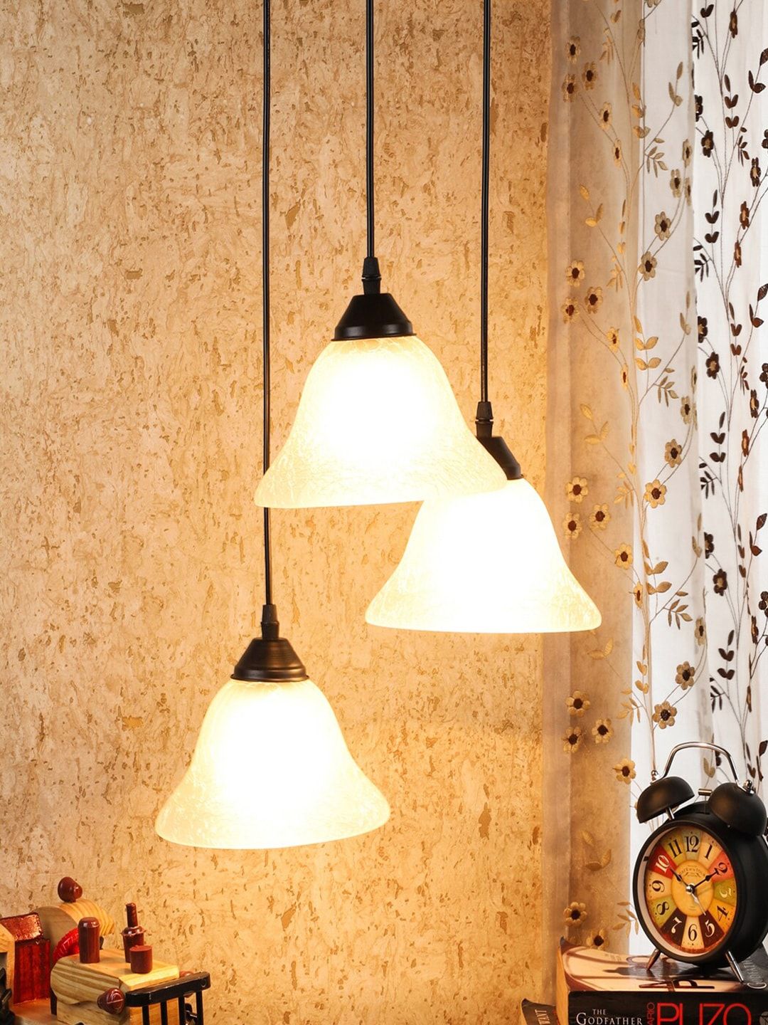 MFD HOME FURNISHING White & Black Glass Contemporary Cluster Lights Price in India