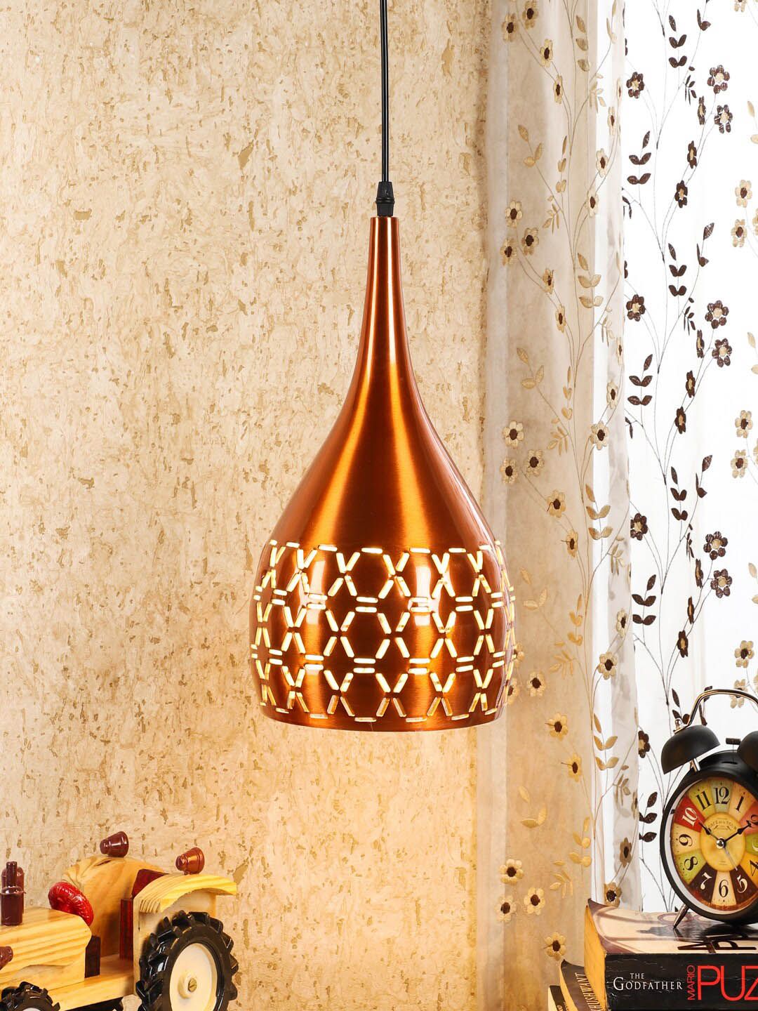 MFD HOME FURNISHING Copper-Toned Aluminium Quirky Hanging Light Price in India