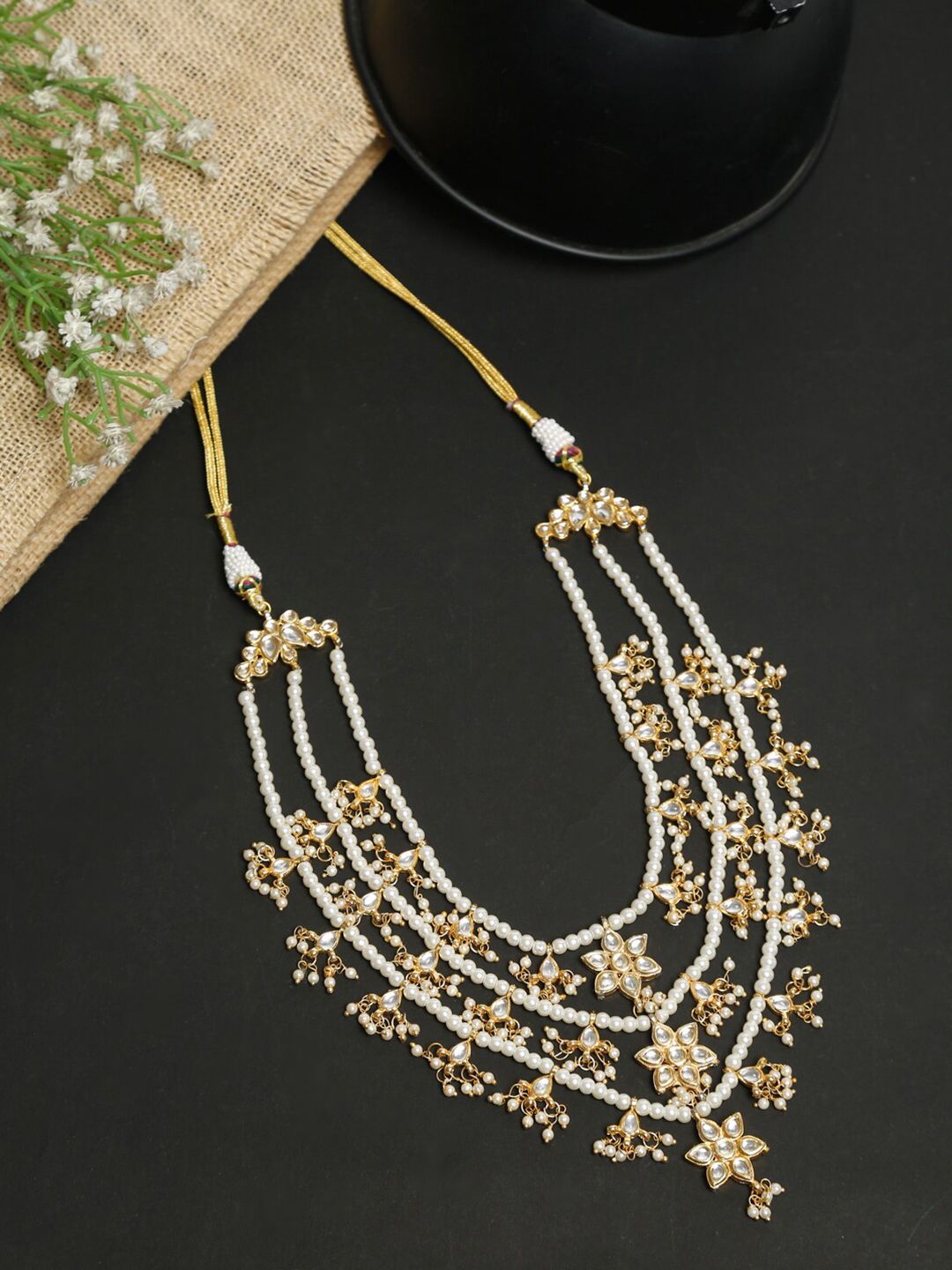 Ruby Raang Gold-Toned & White Gold-Plated Handcrafted Necklace Price in India