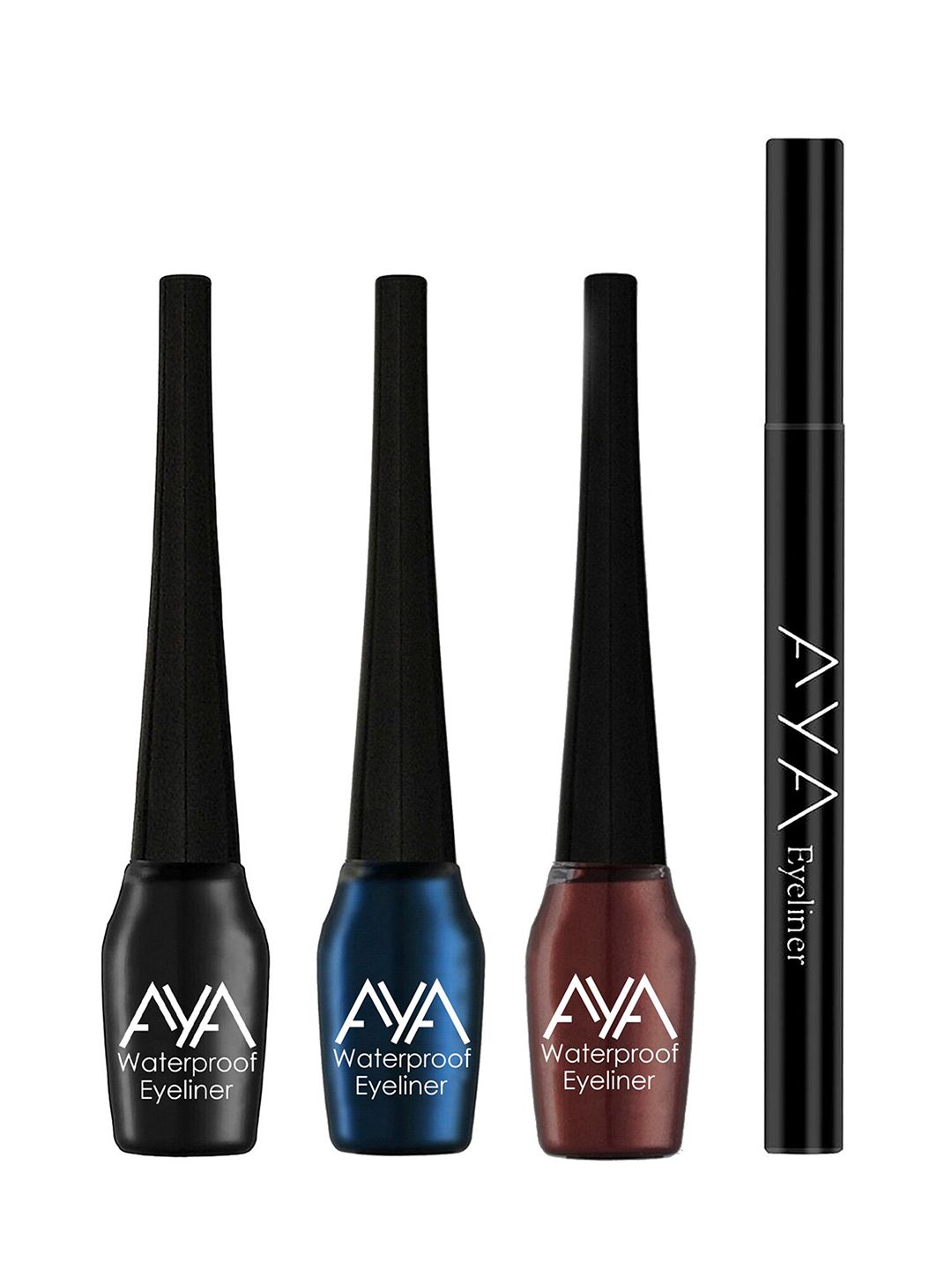 AYA Set of 4 Waterproof Eyeliners - Pen Eyeliner and Liquid Eyeliner Price in India