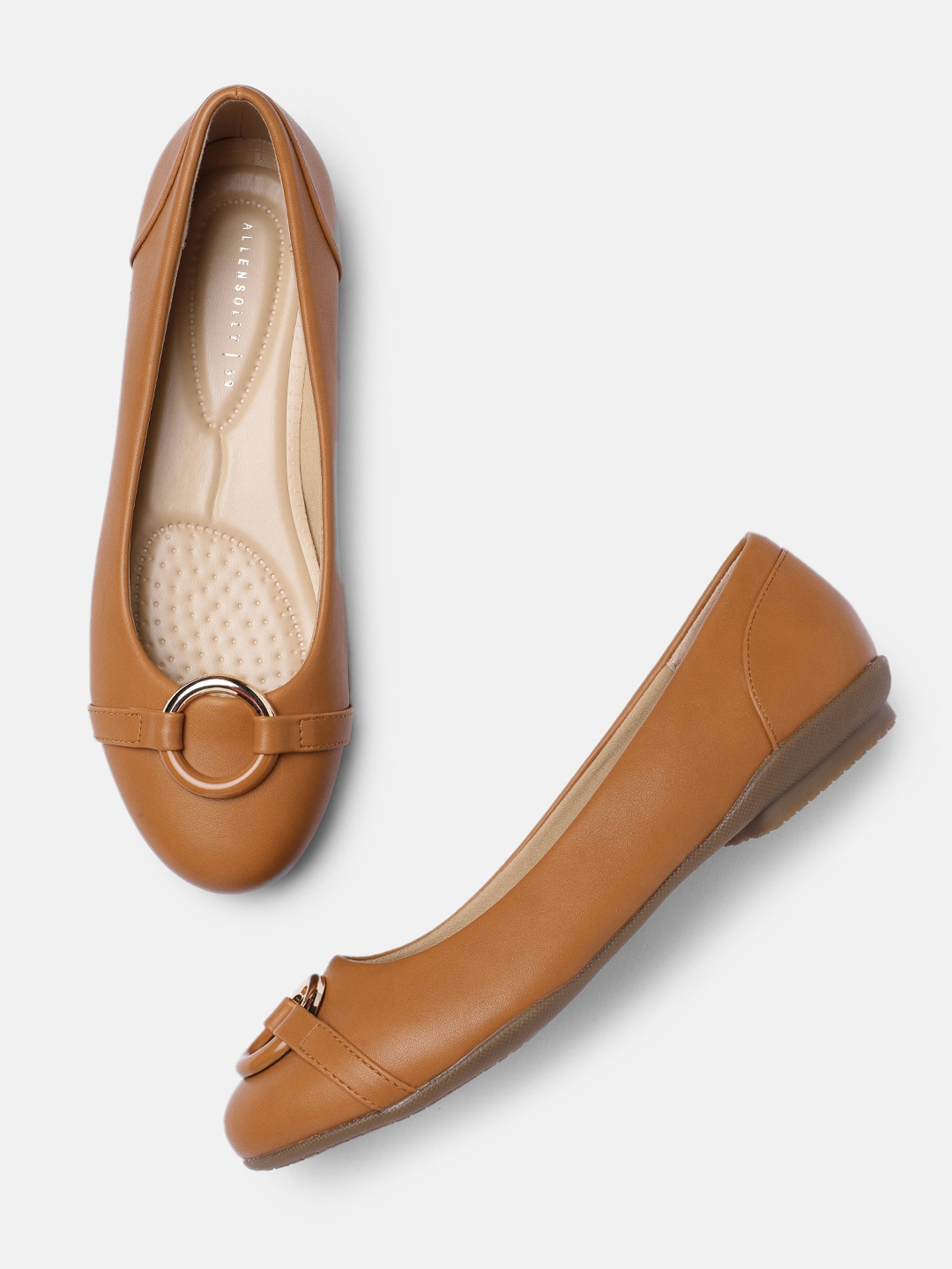 Allen Solly Women Tan Solid Casual Ballerinas with Semi-Metallic Detail Flats Price in India