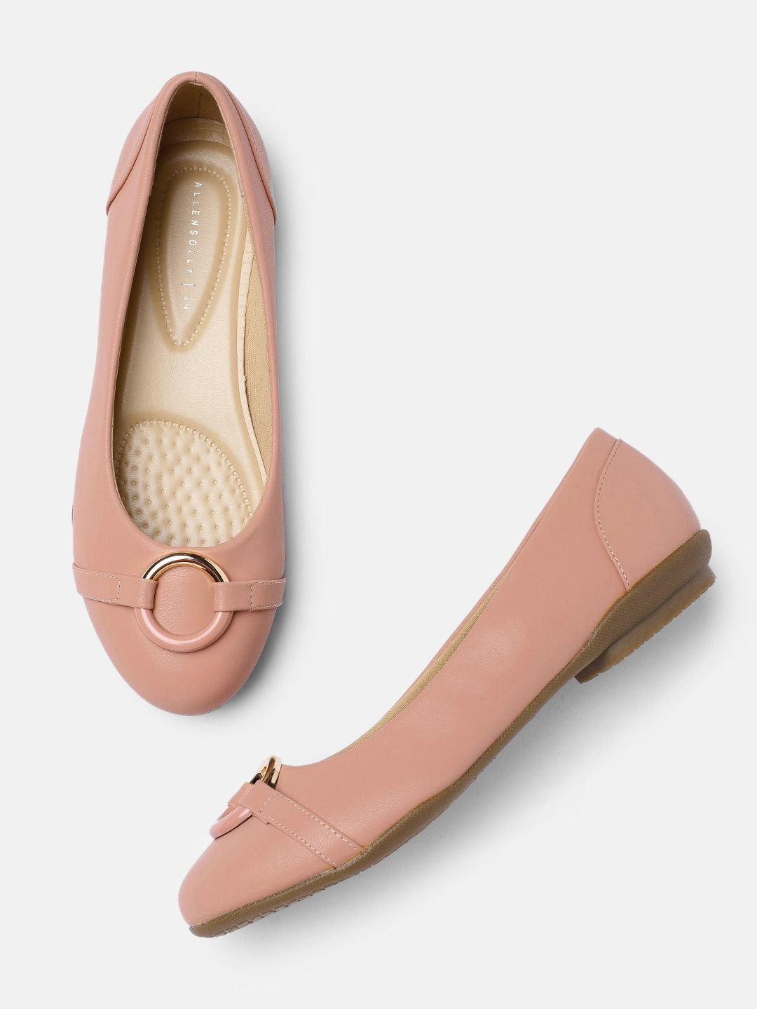 Allen Solly Women Pink Solid Casual Ballerinas with Semi-Metallic Detail Flats