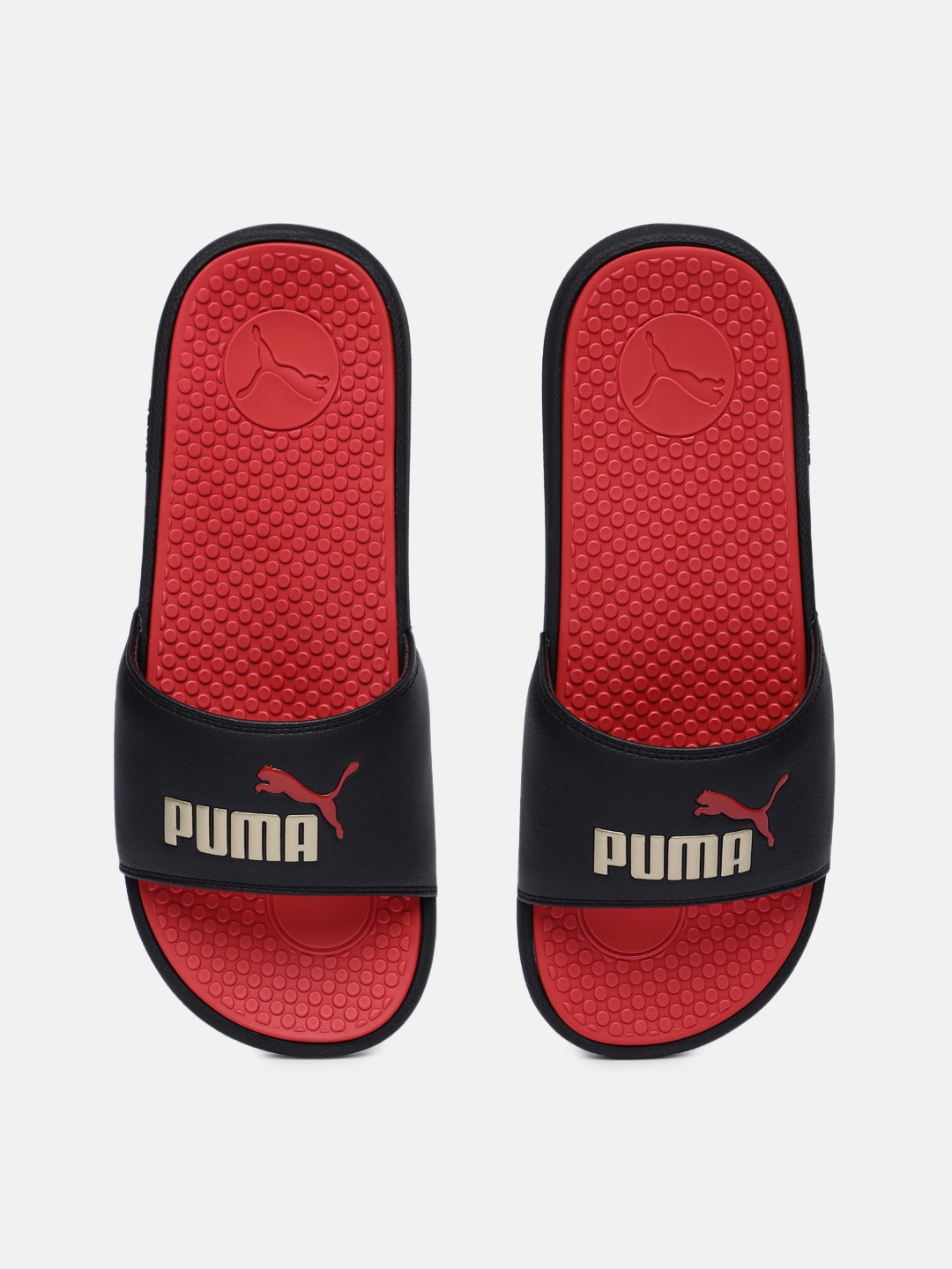 Puma Women Black & Red Cool Cat Printed Sliders Price in India