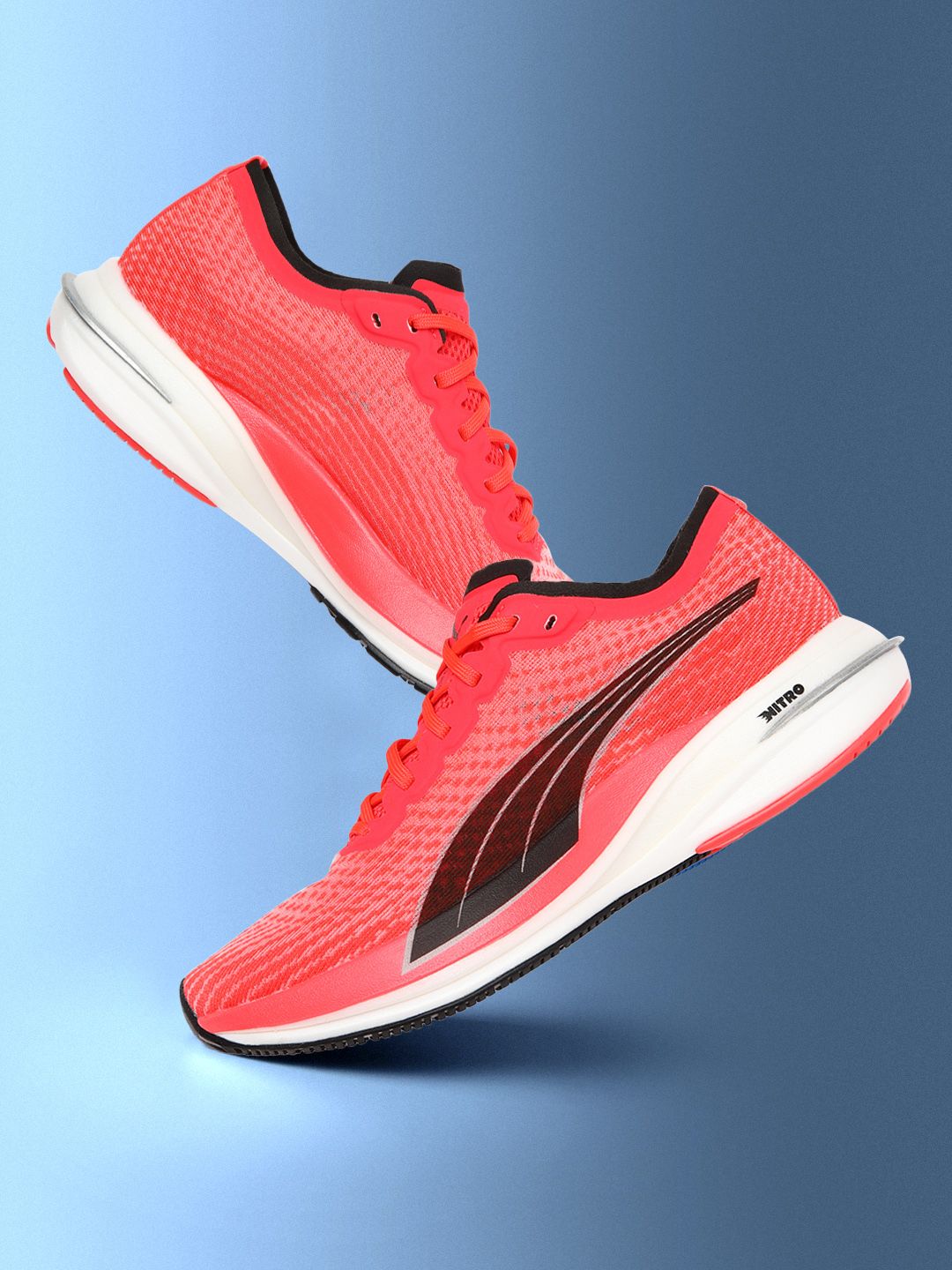 Puma Women Black & Coral Pink Deviate NITRO Running Shoes Price in India